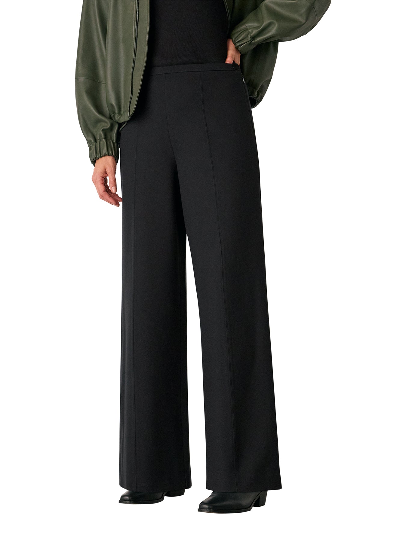 Ponte Wide Leg Trouser Black