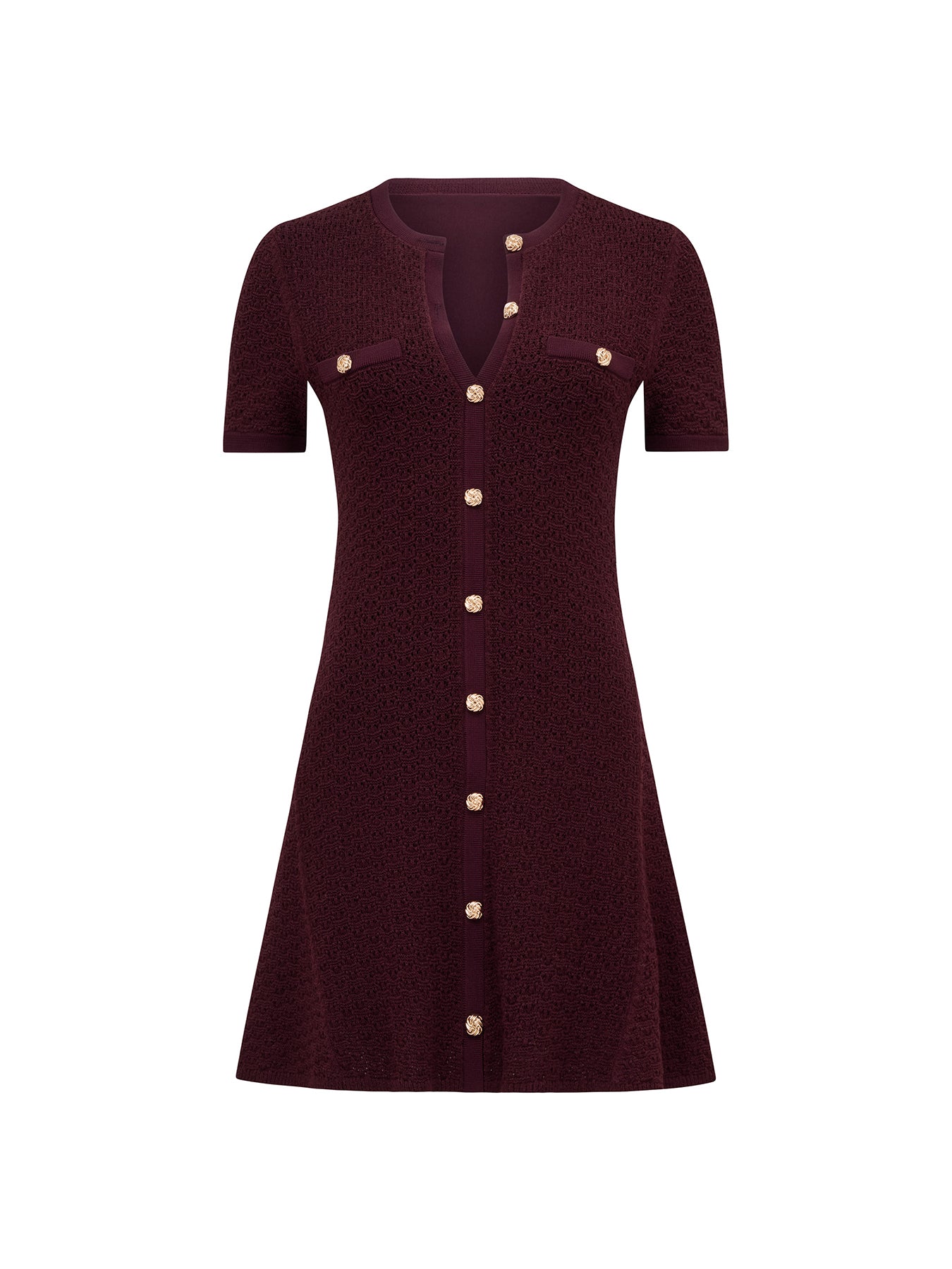 Rosa Stitch Interest Knitted Mini Dress Berry