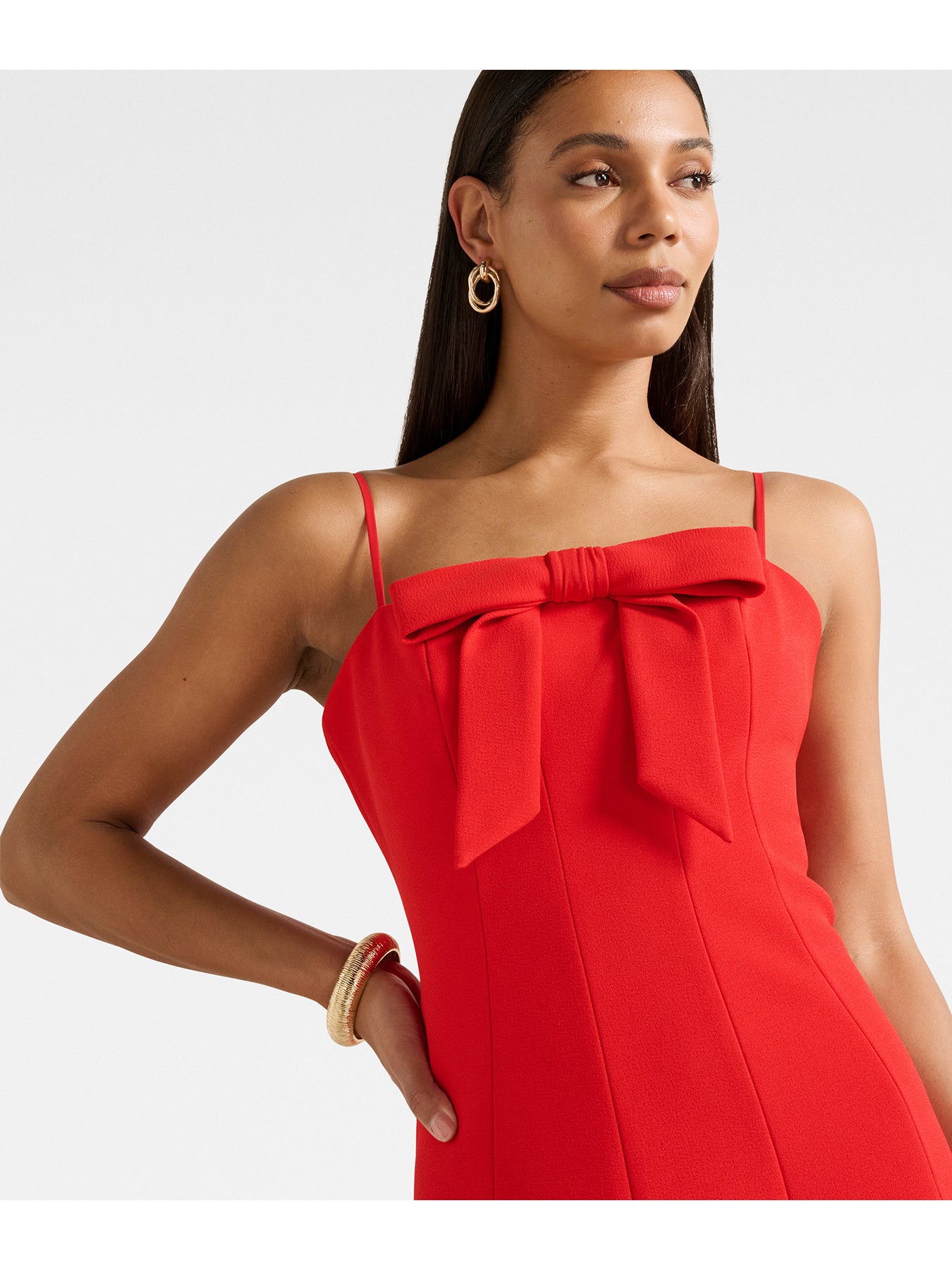 Harlow Bow Front Midi Dress Red