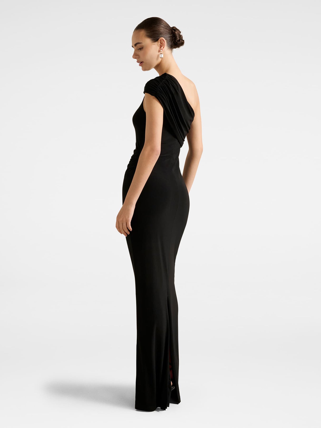 Robyn One Shoulder Jersey Maxi Dress Black