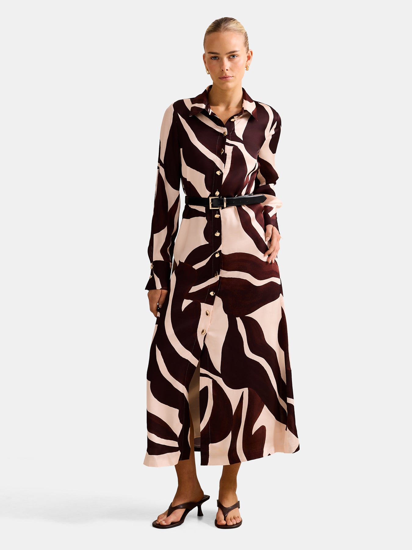 Elliana Printed Satin Midi Dress