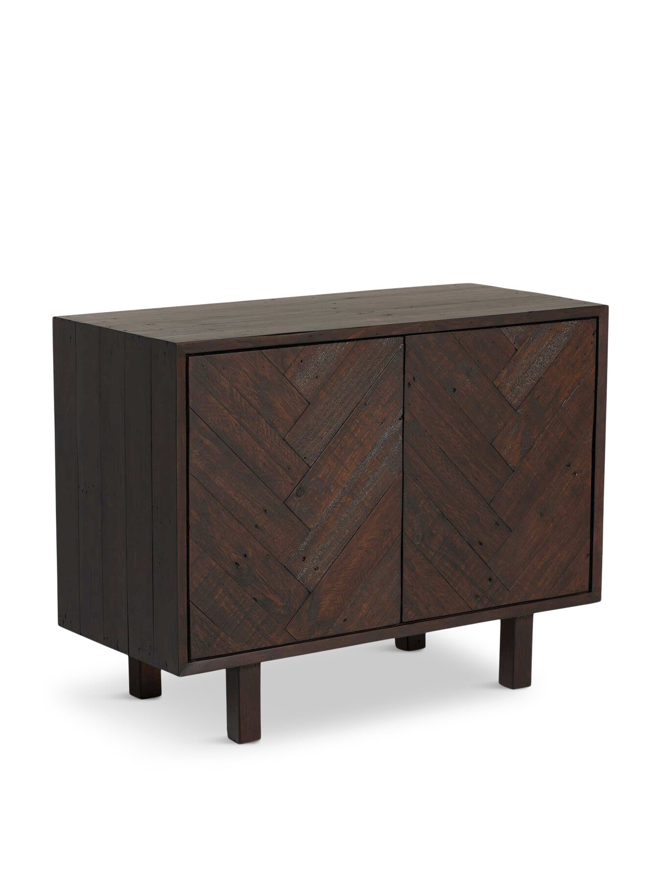 Elon Dark Herringbone Reclaimed Wood 2 Door Side