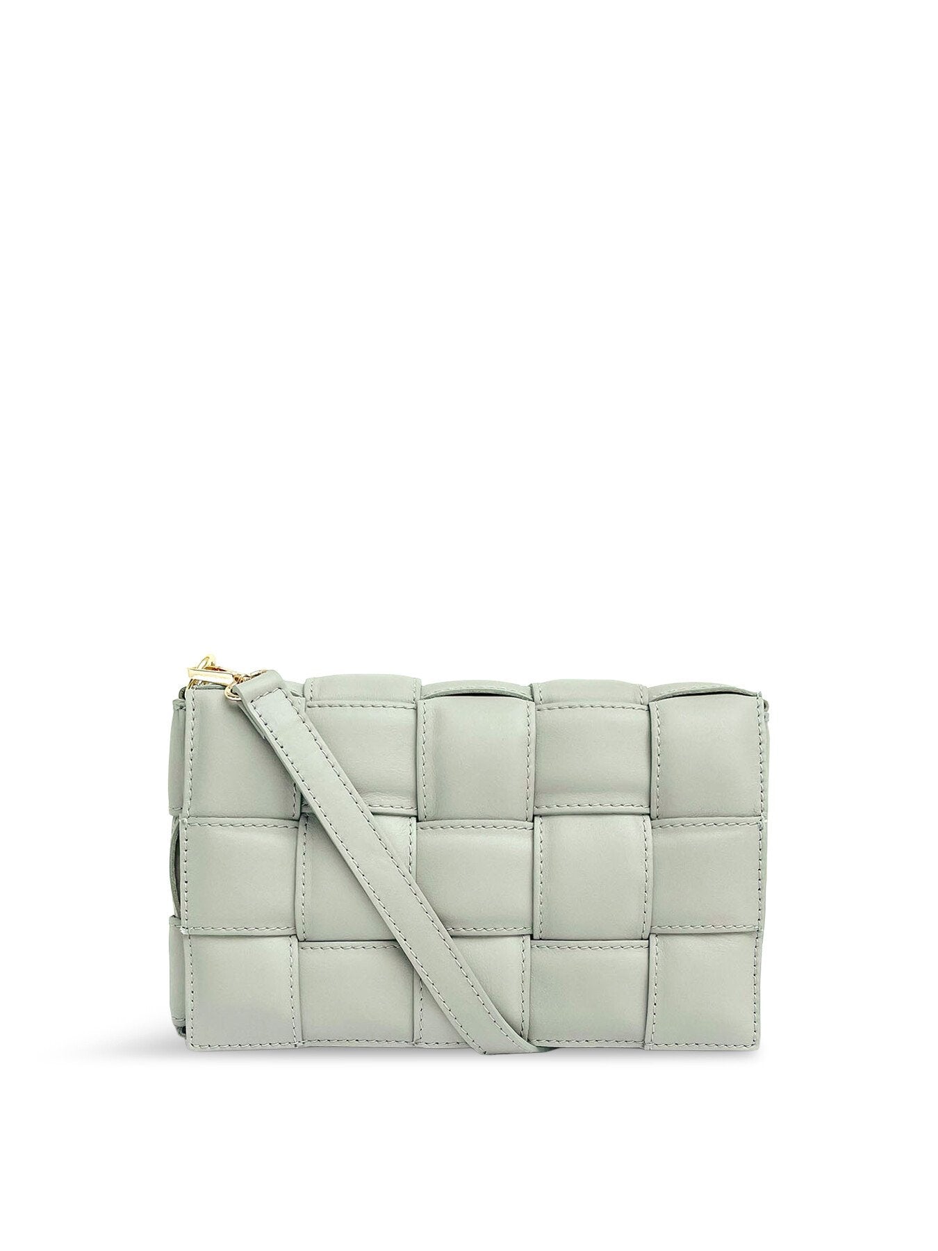 Padded Woven Leather Crossbody Bag