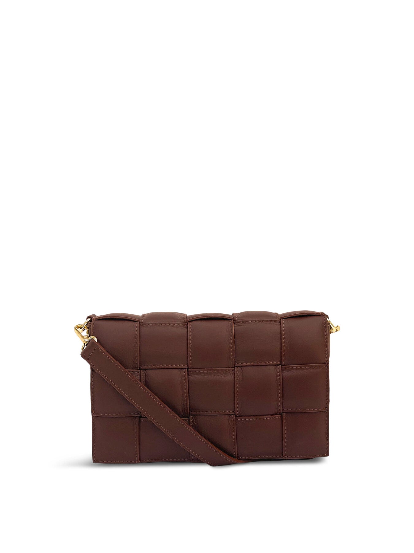 Padded Woven Leather Crossbody Bag