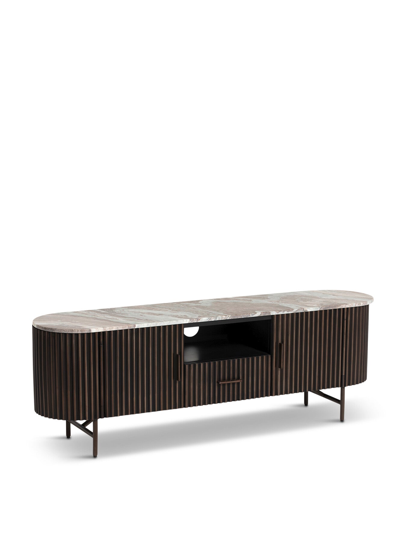 Gion Marble With Wave Metal Body 3 Door Tv Unit