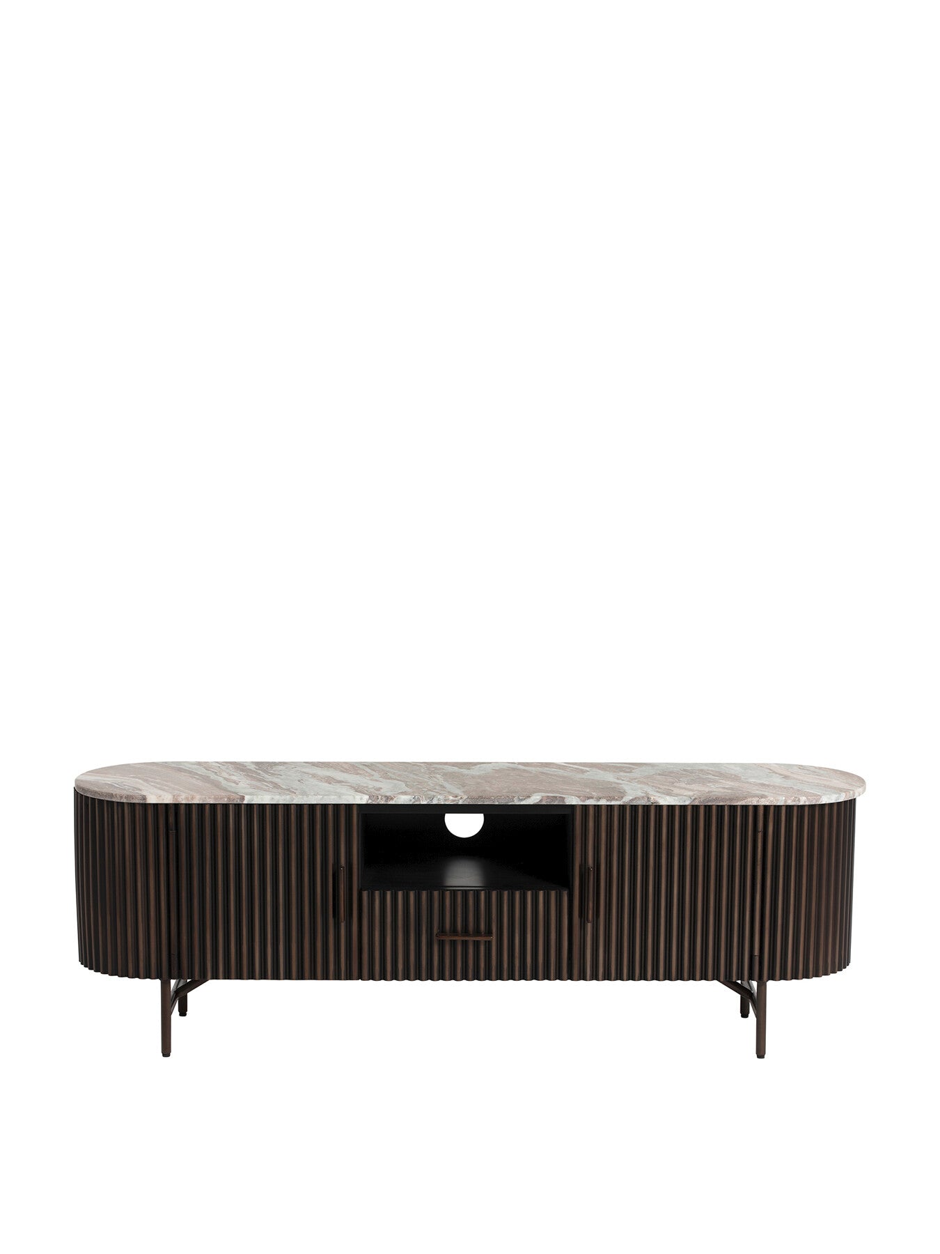 Gion Marble With Wave Metal Body 3 Door Tv Unit