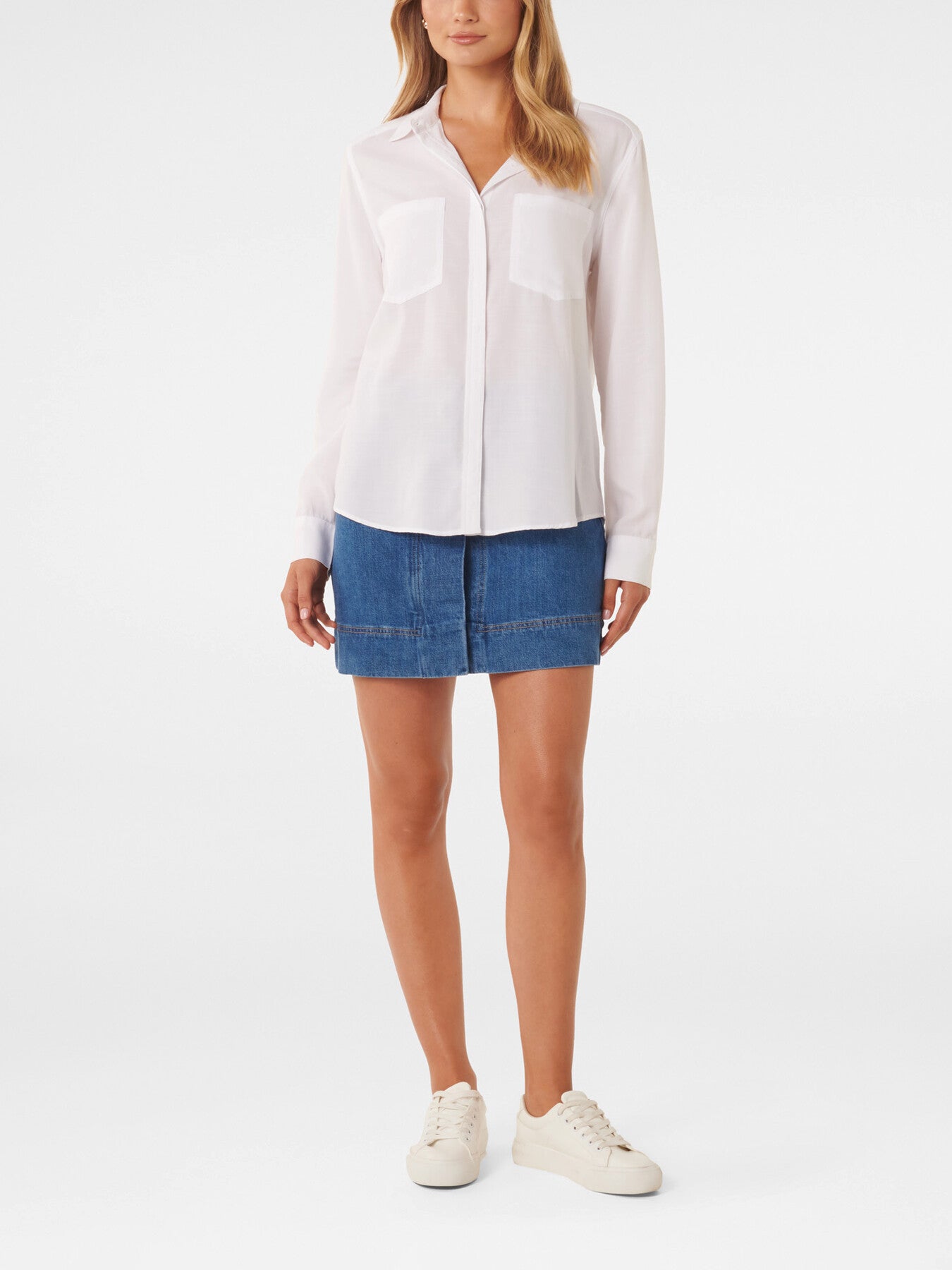 Abigail Long Sleevess Denim Blouse