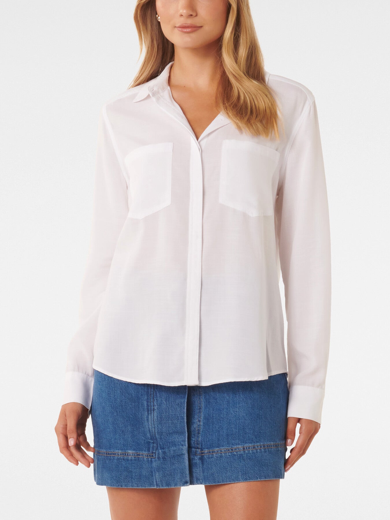 Abigail Long Sleevess Denim Blouse