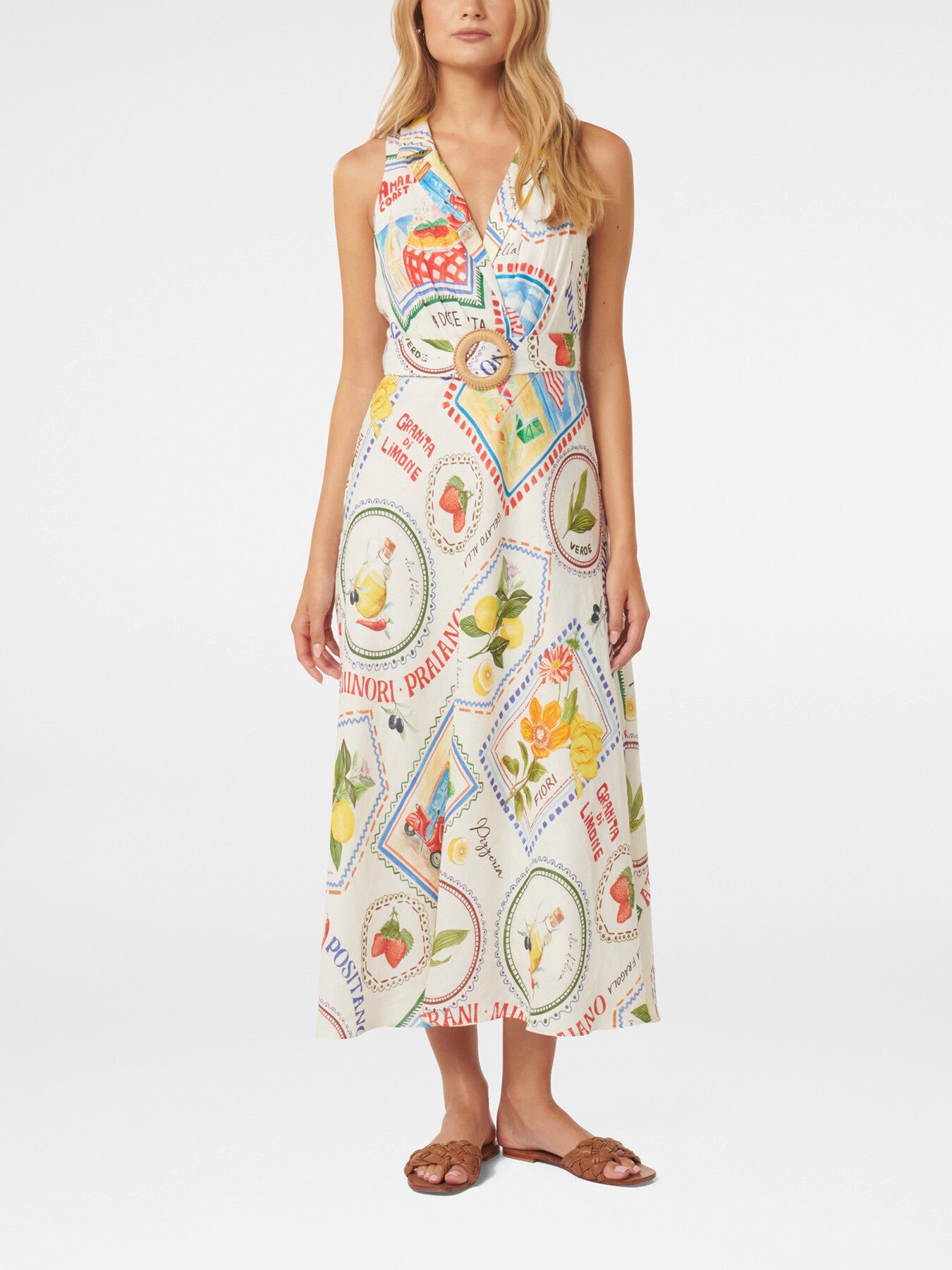 Paulina Collar Detail Belted Midi Dress