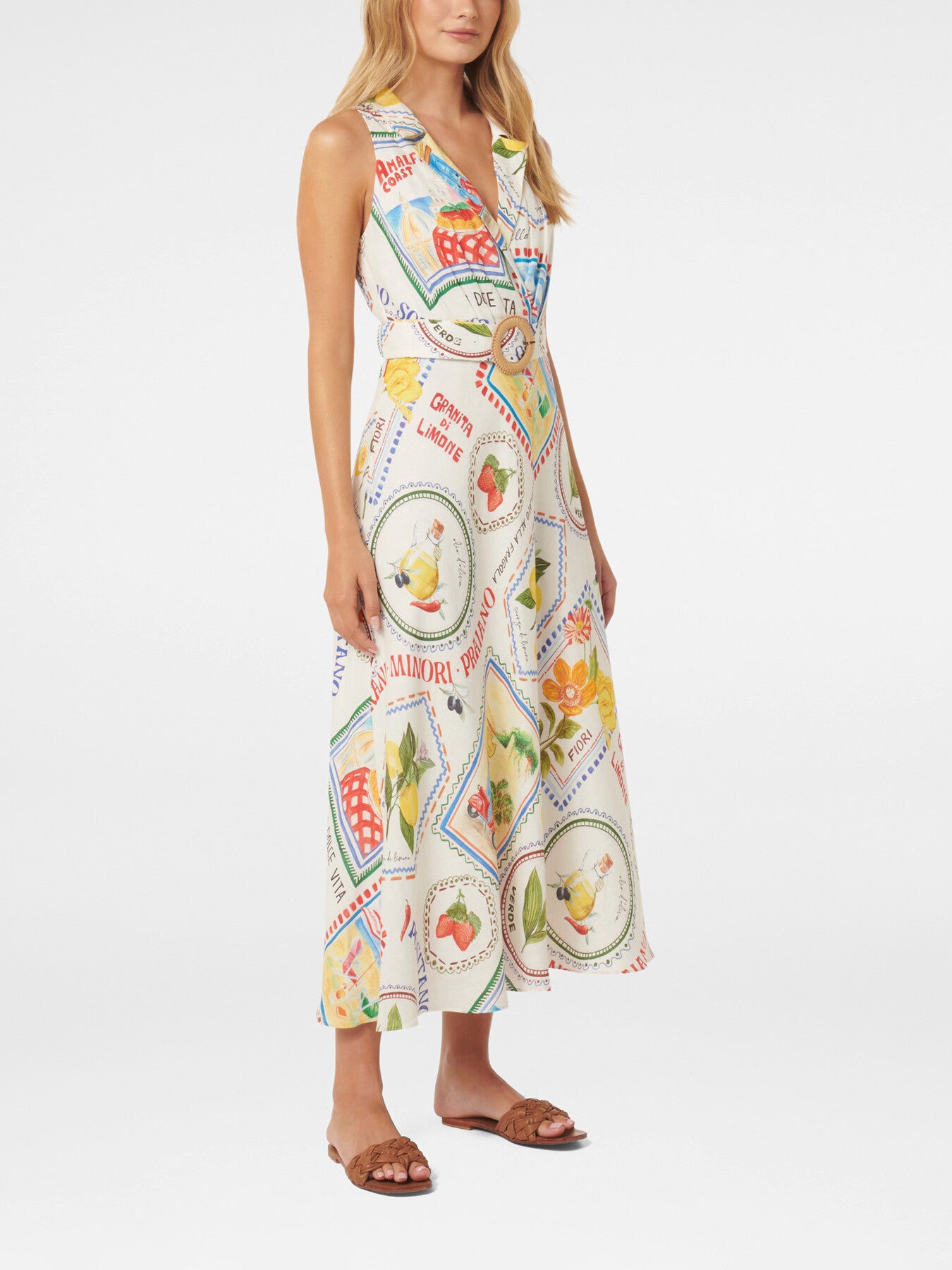 Paulina Collar Detail Belted Midi Dress