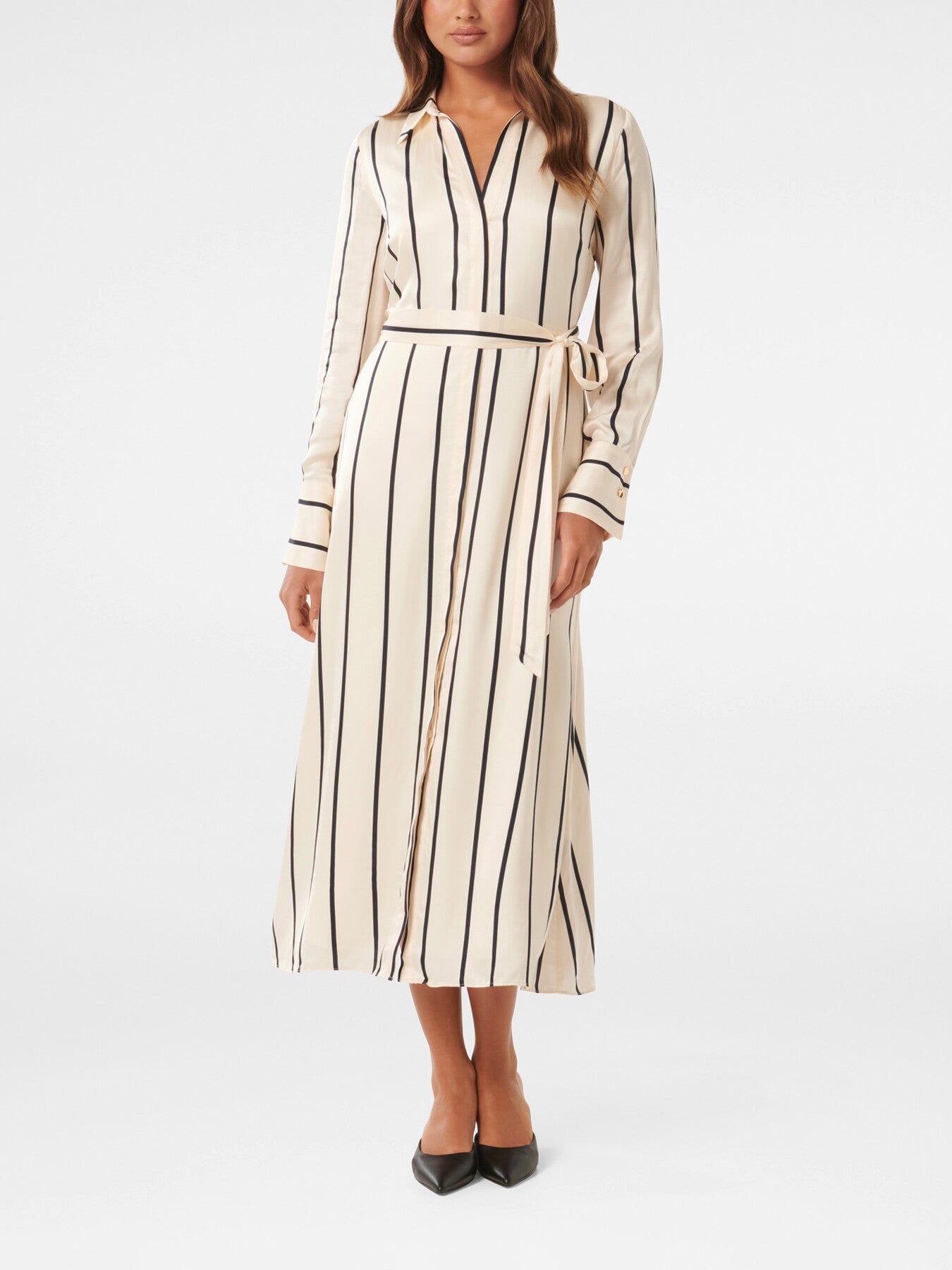 Janine Satin Midi Shirt Dress