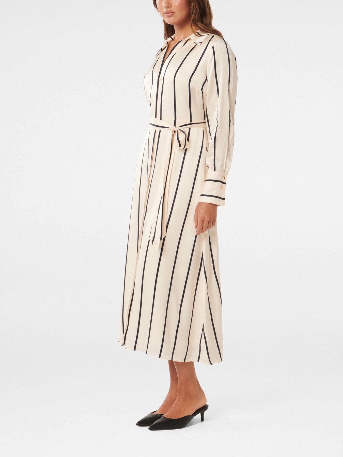 Janine Satin Midi Shirt Dress