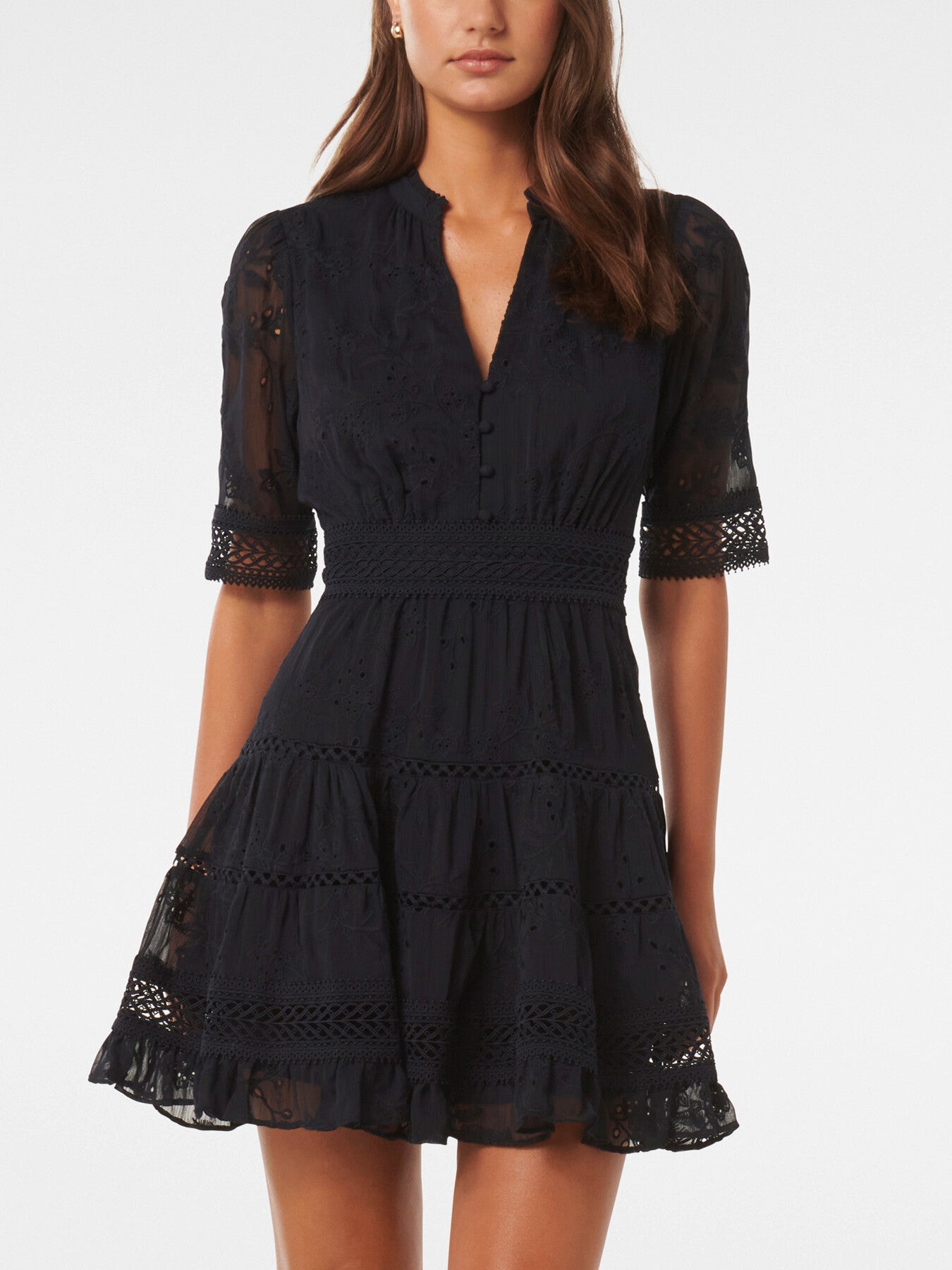 Lillian Trim Detail Mini Skater Dress