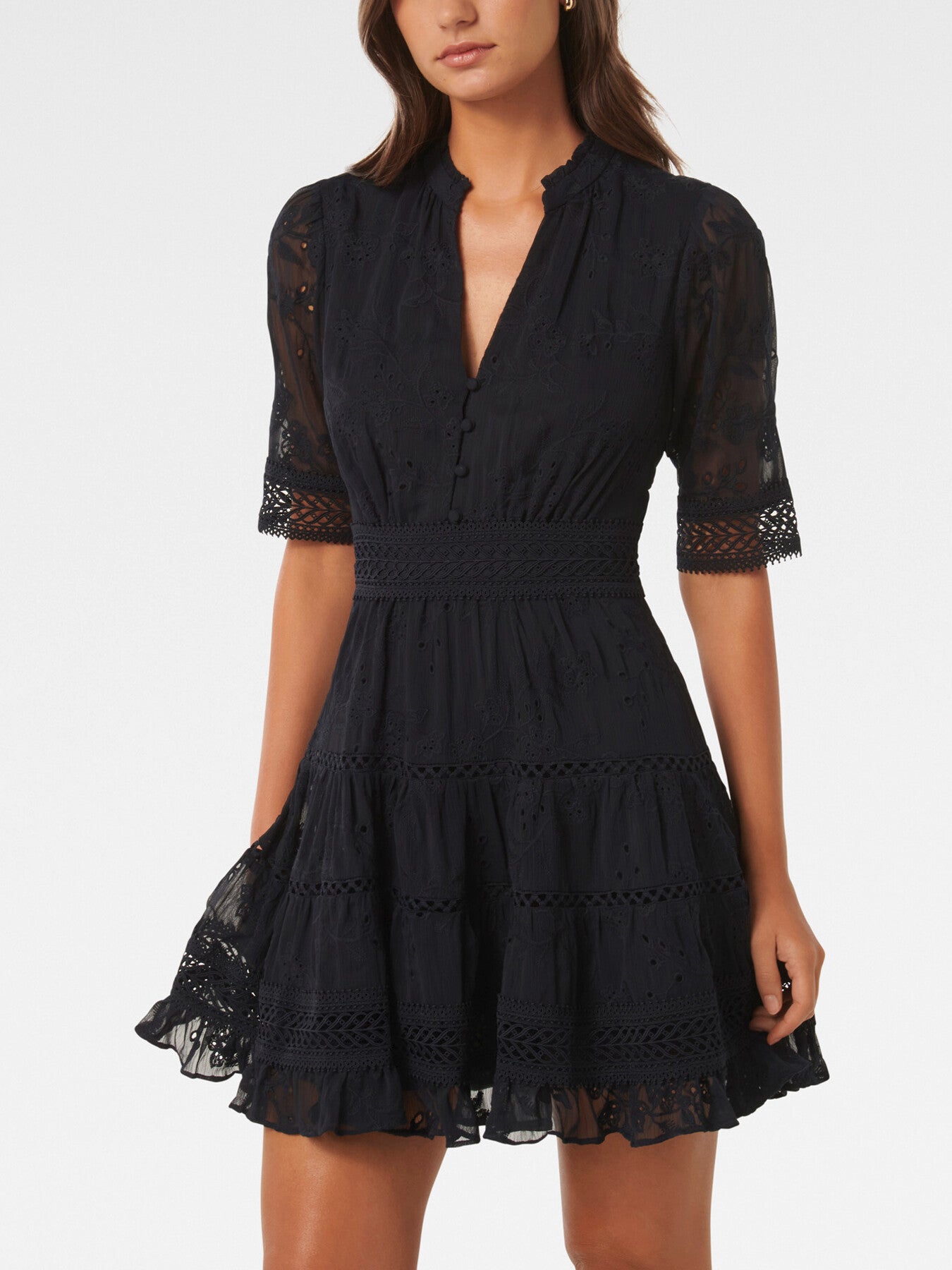 Lillian Trim Detail Mini Skater Dress