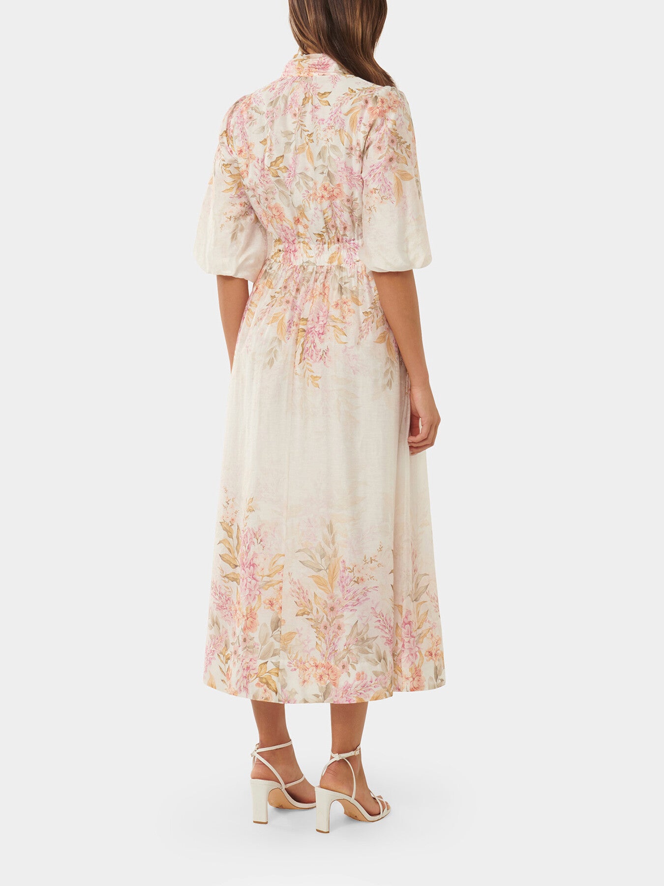 Ivy Printed Puff Sleeves Midi Dress