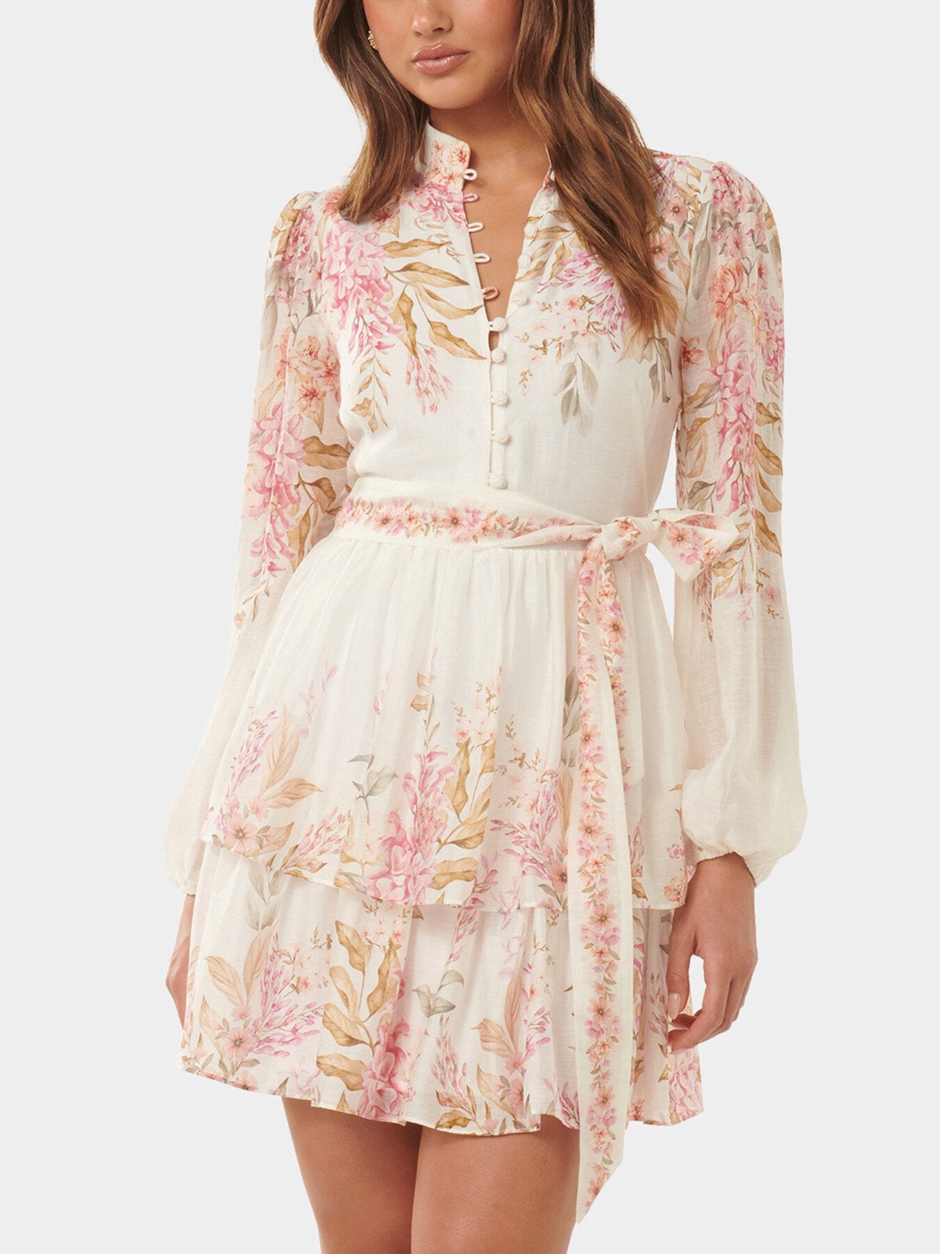 Isla Printed Long Sleeves Mini Dress