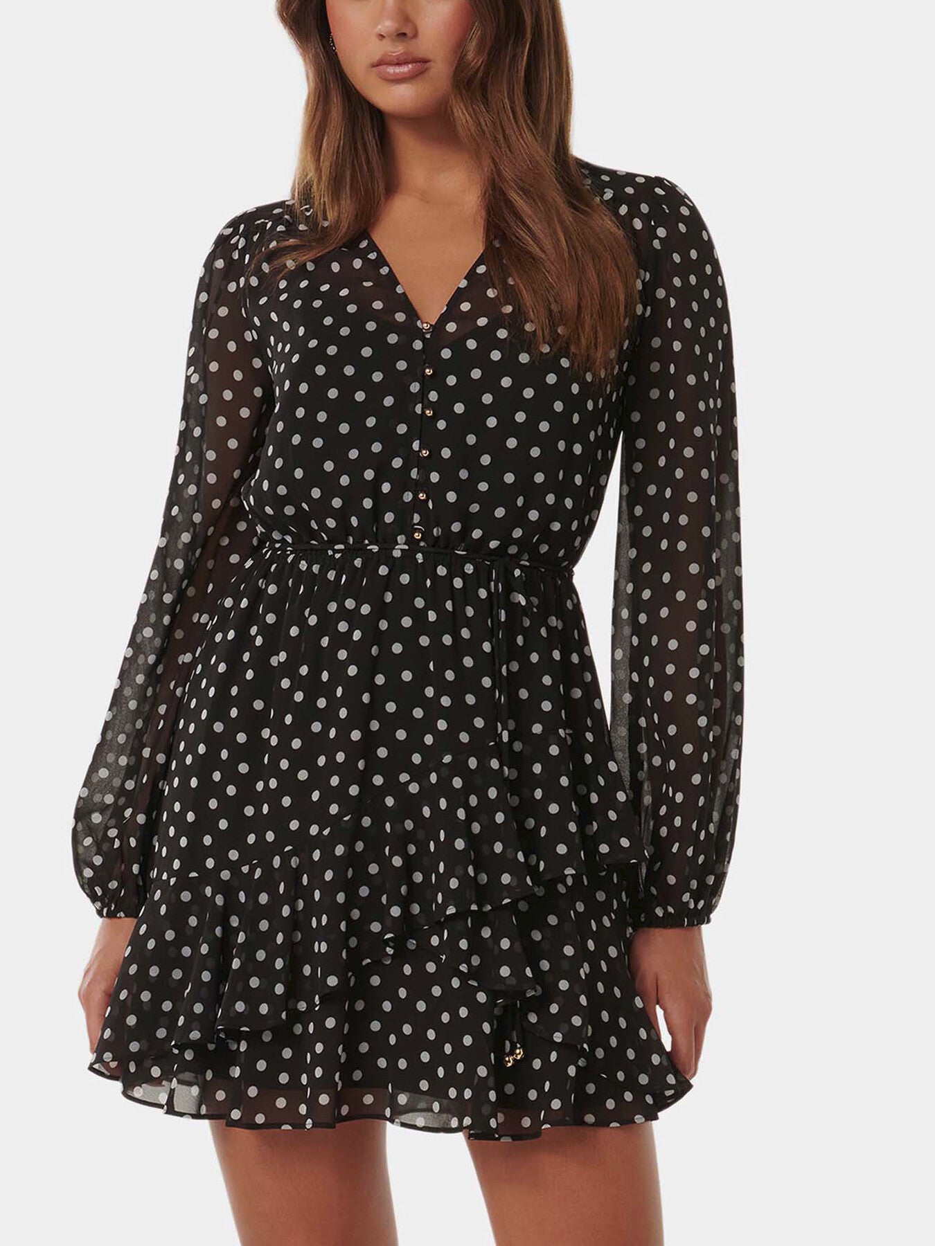 Esra Button Front Mini Dress