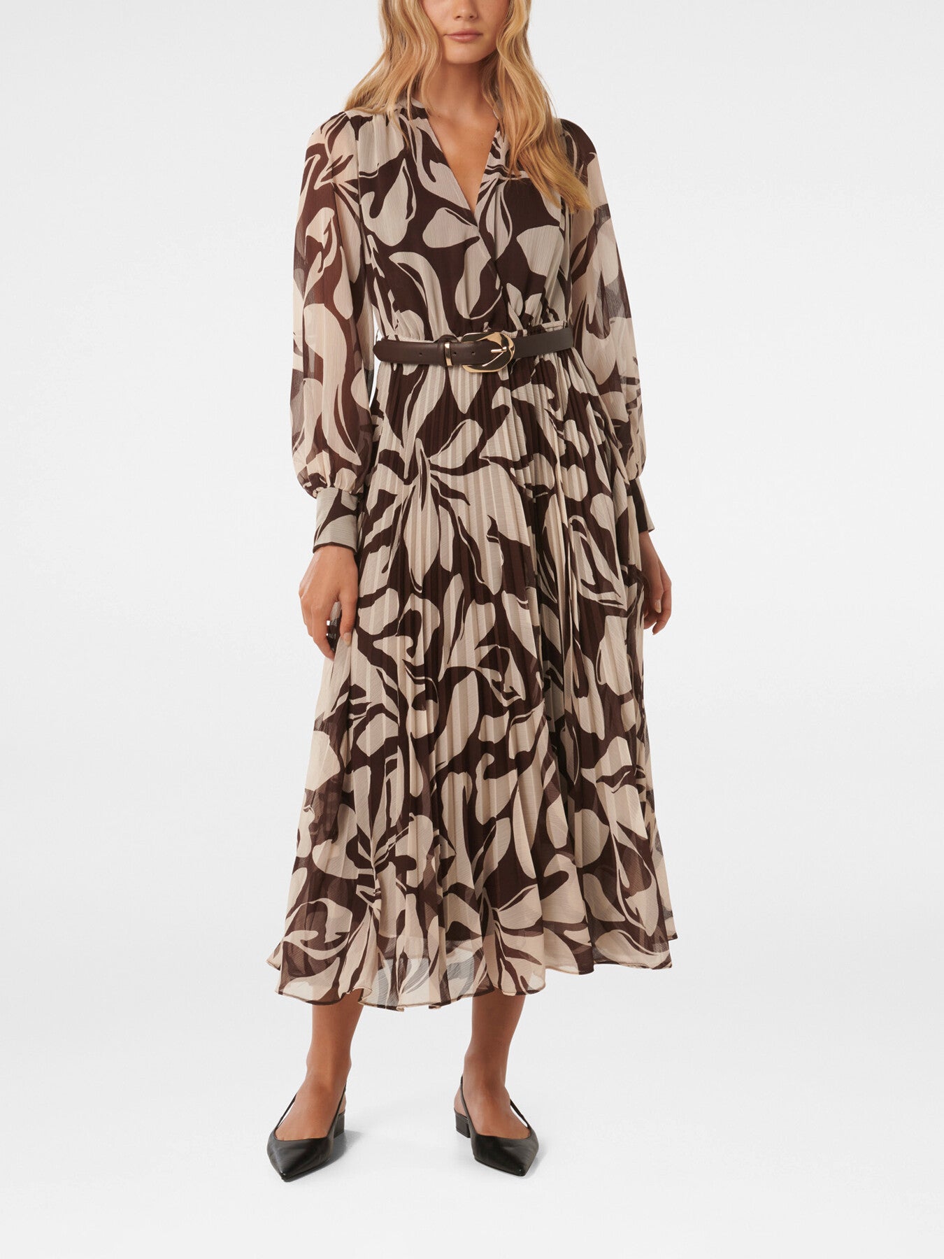 Saskia Pleated Wrap Midi Dress