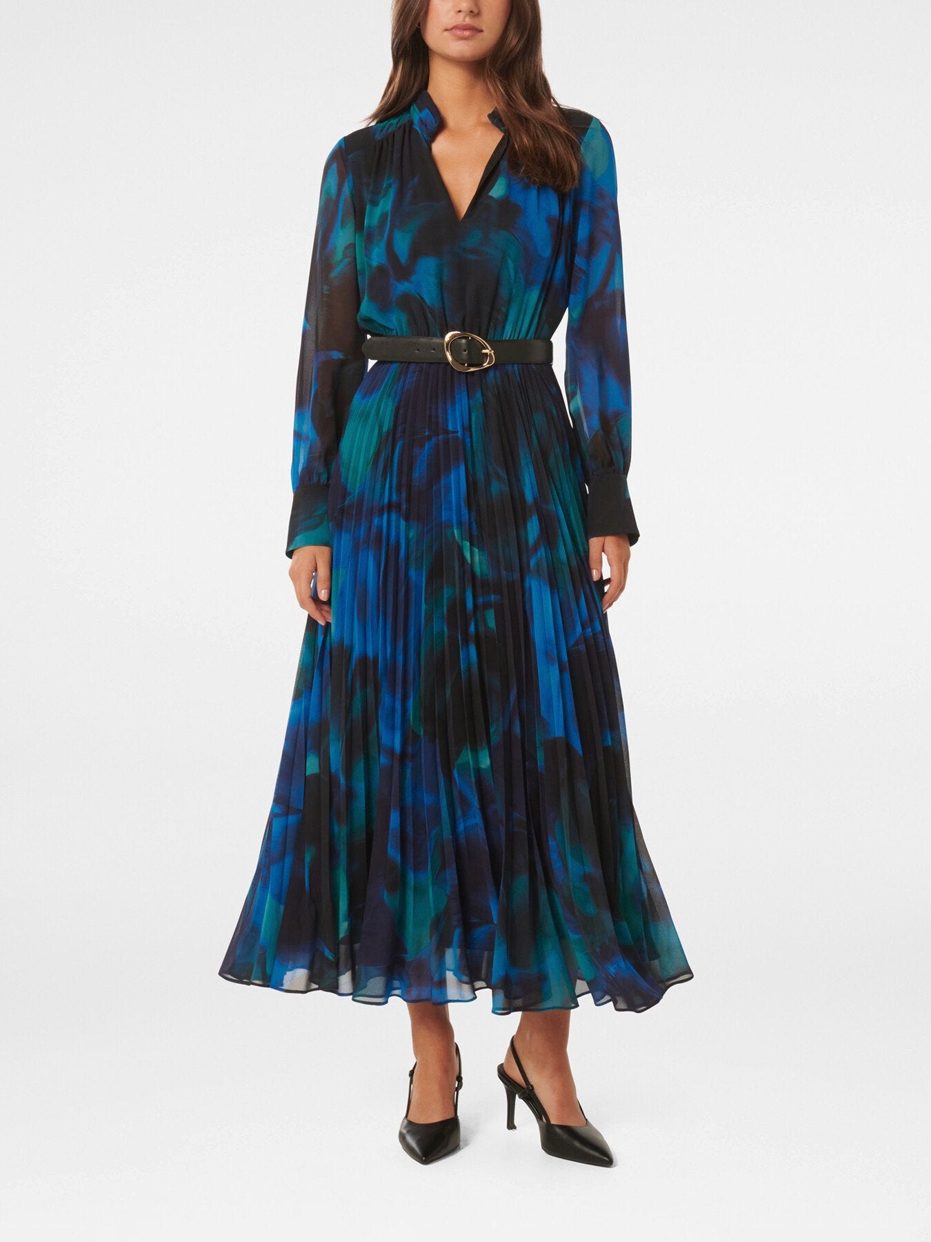 Skyla Pleated Long Sleeves Midi Dress