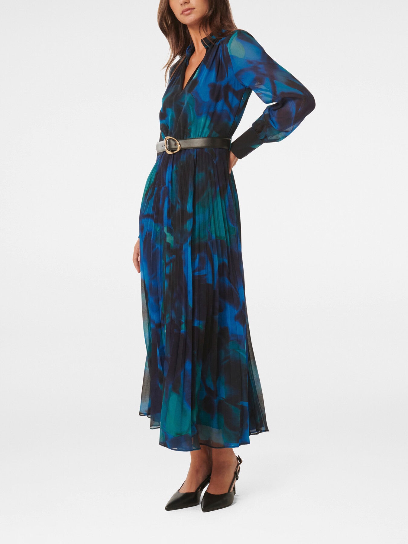 Skyla Pleated Long Sleeves Midi Dress