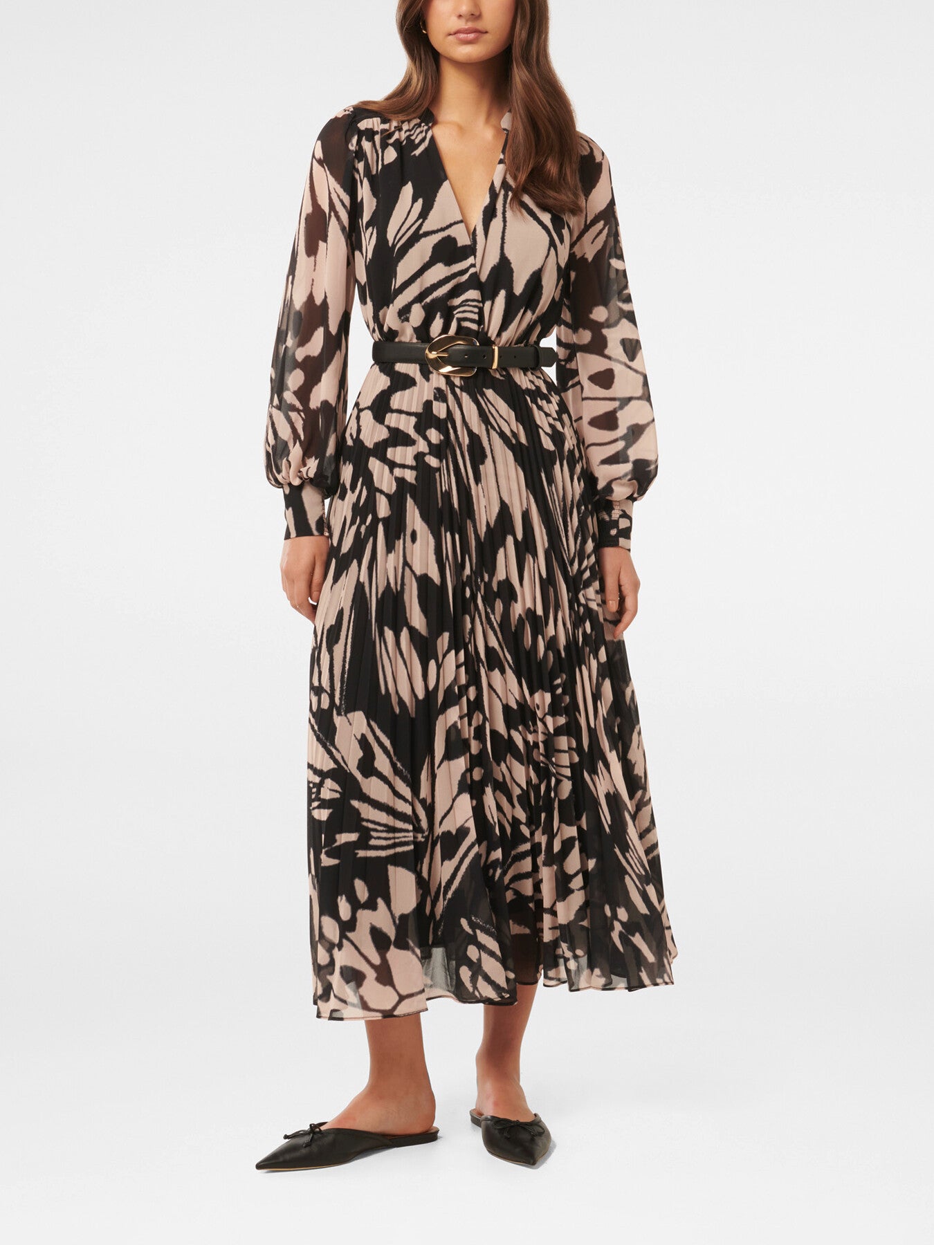 Saskia Pleated Wrap Midi Dress