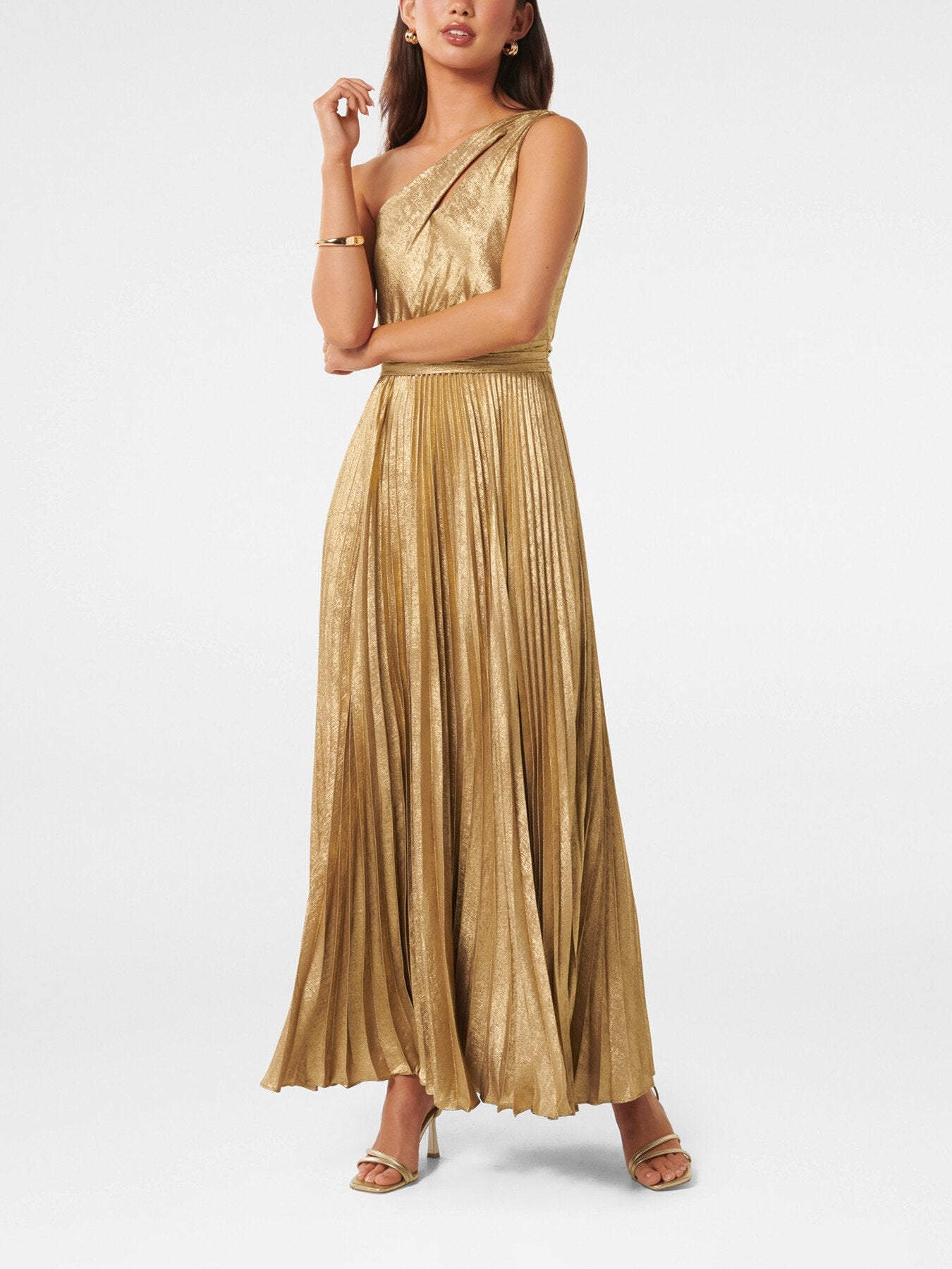 Jayla Metallic One Shoulder Maxi Dress