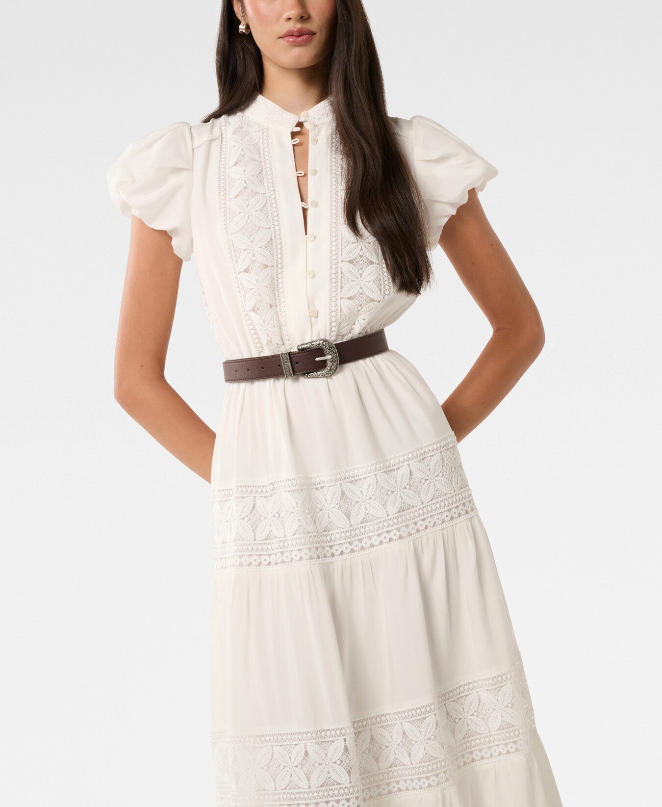 Amy Belted Trim Midi Dress