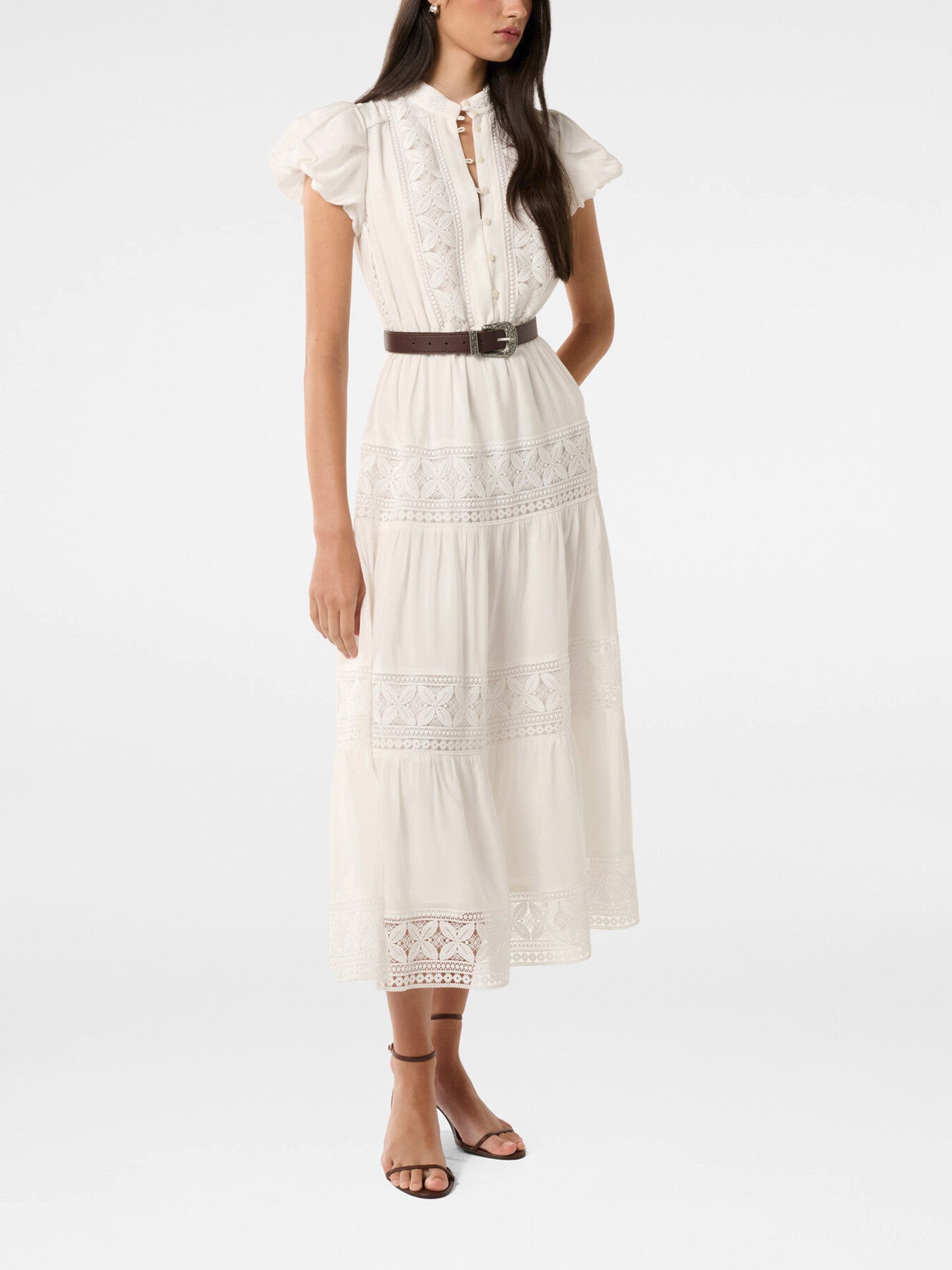 Amy Belted Trim Midi Dress