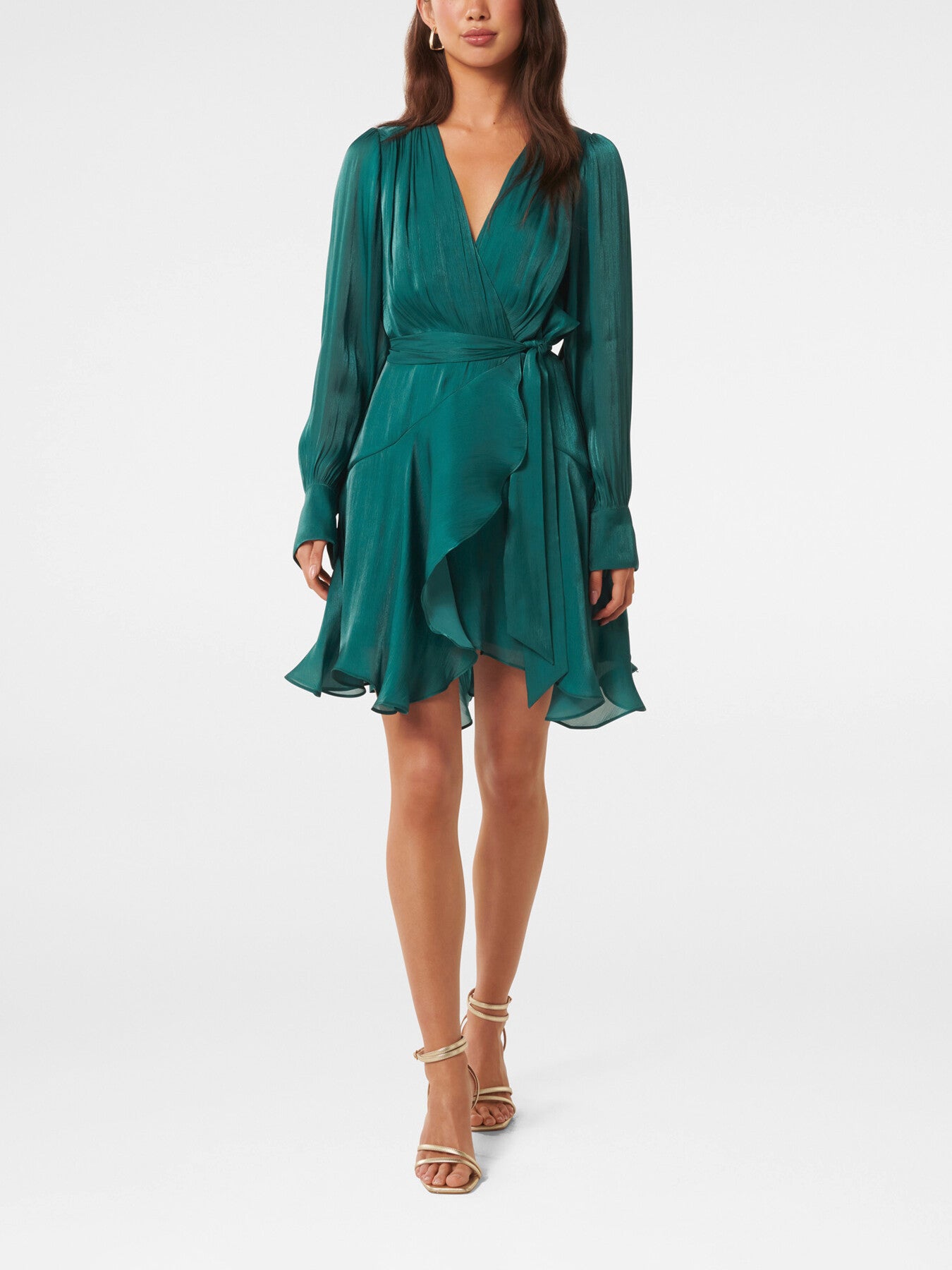 Myra Metallic Wrap Mini Dress