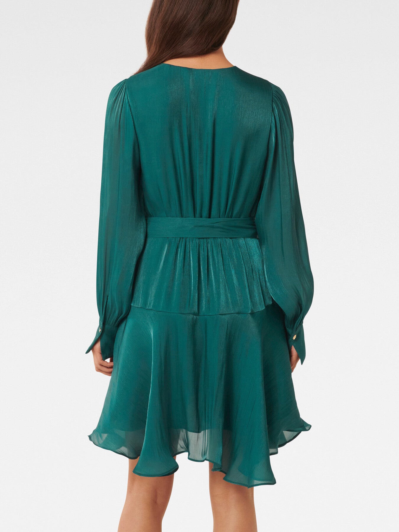 Myra Metallic Wrap Mini Dress