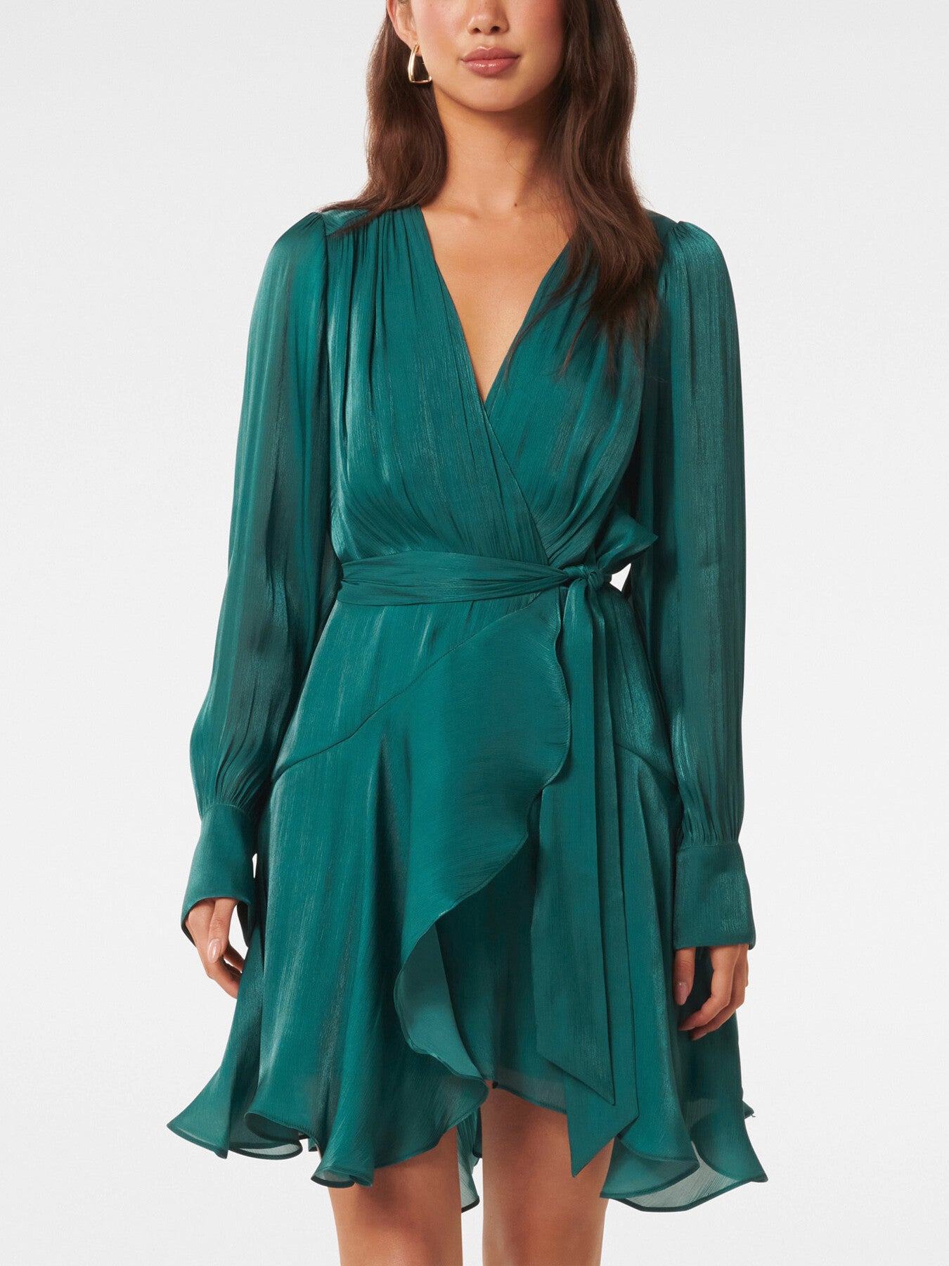 Myra Metallic Wrap Mini Dress