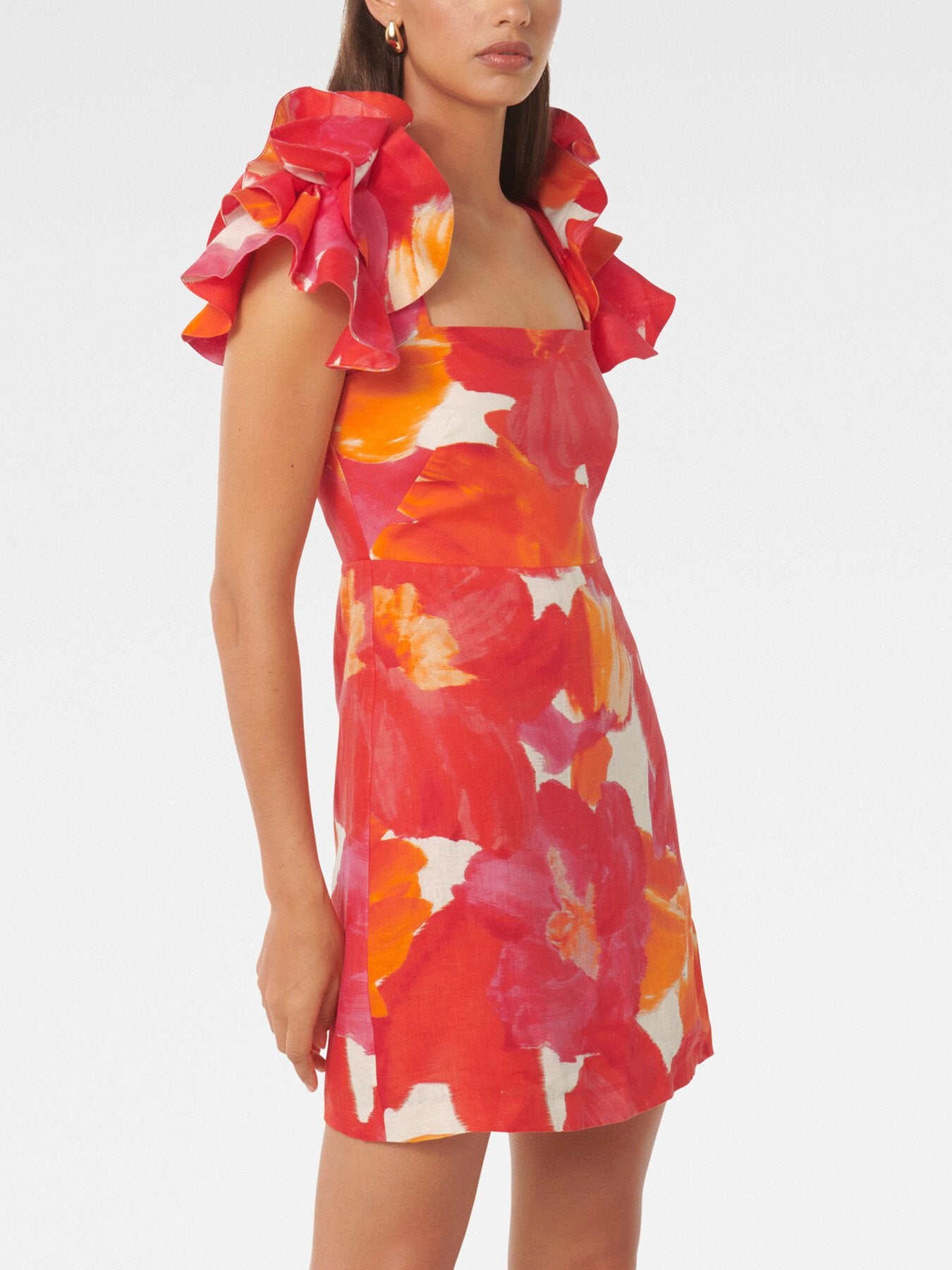 Mackenzie Ruffle Sleeves Mini Dress