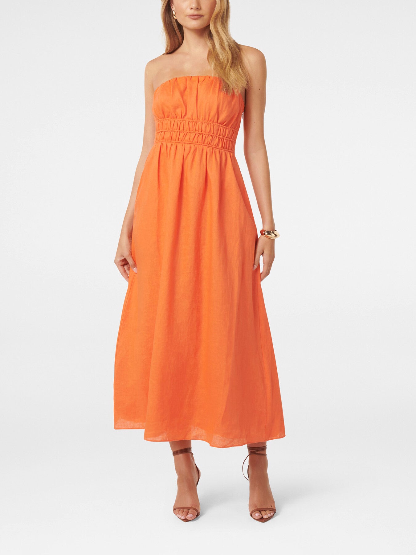 Romie Strapless Piping Midi Dress