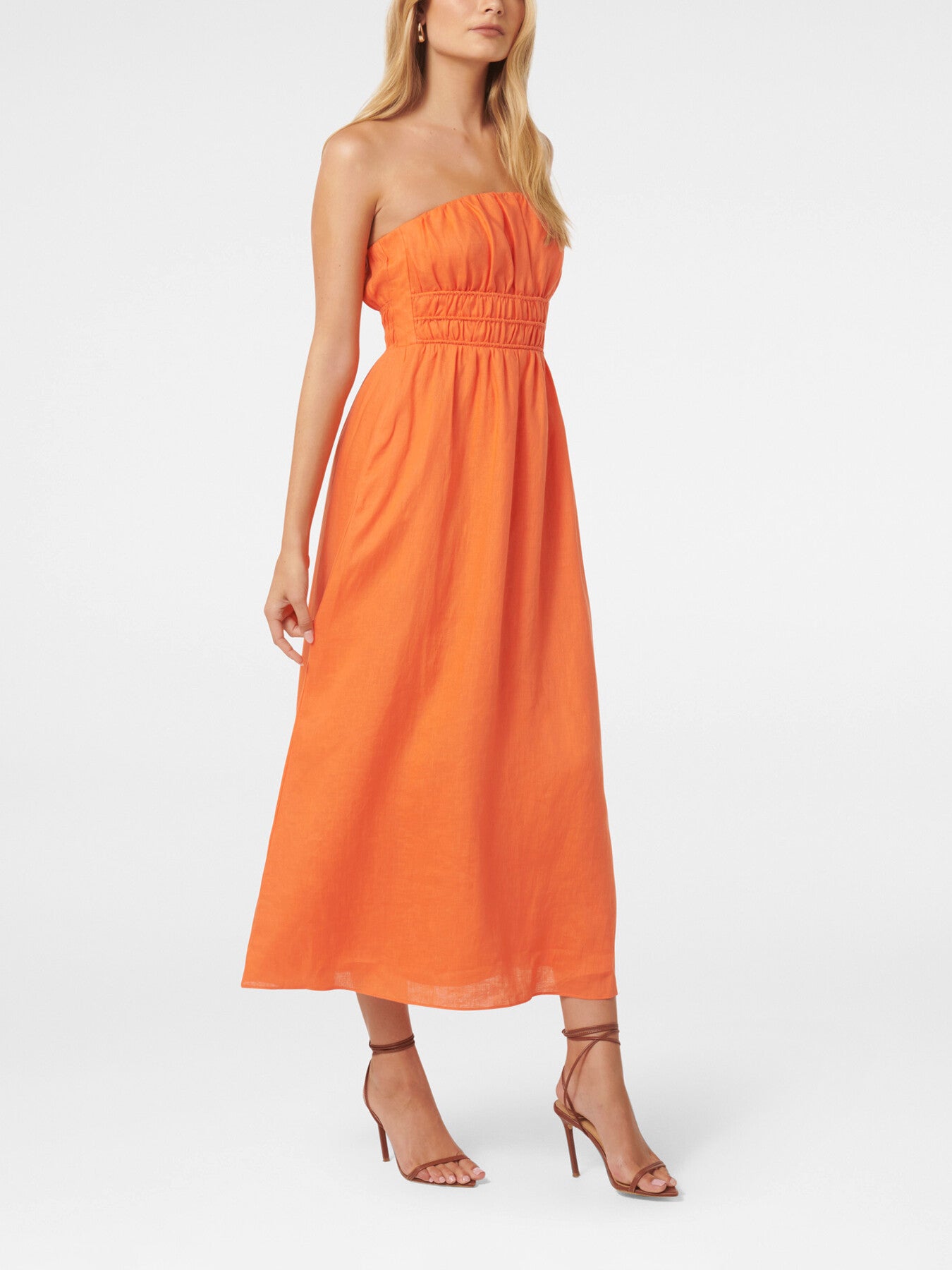 Romie Strapless Piping Midi Dress
