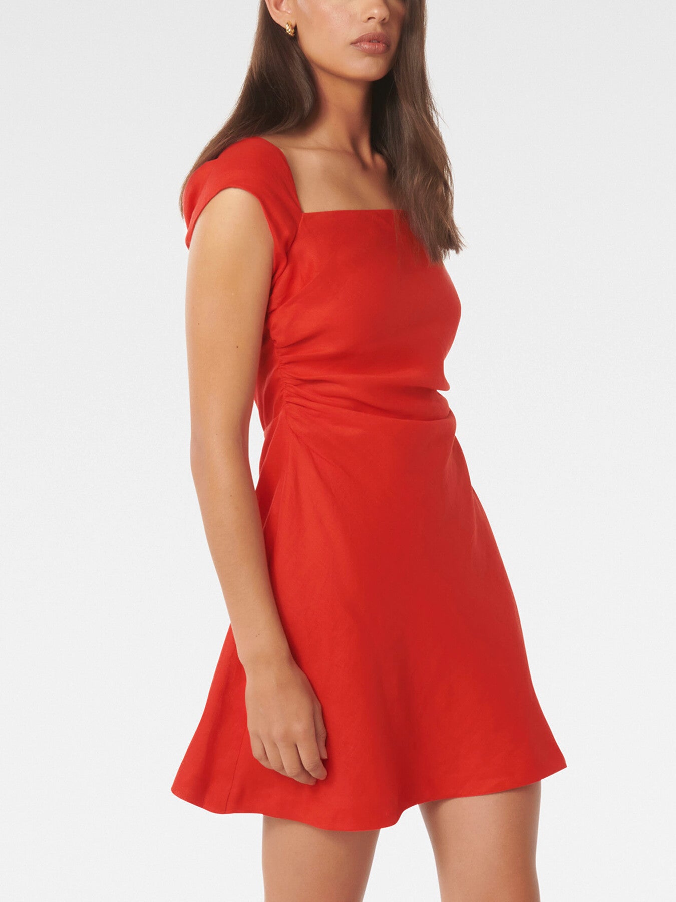Viola Linen Cap Sleeves Mini Dress
