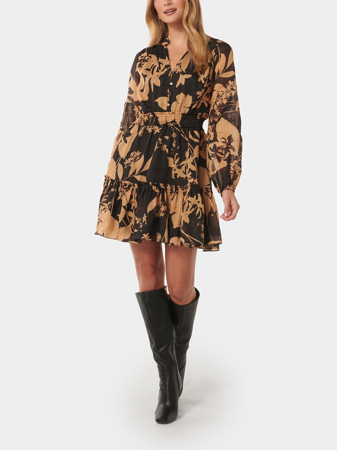 Aubrey Shirred Waist Mini Dress