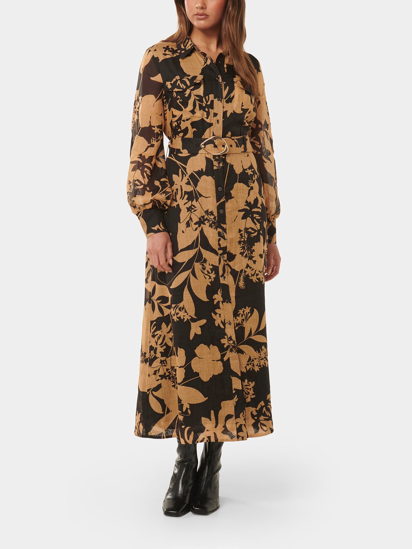 Janie Printed Shirt Midi Dress