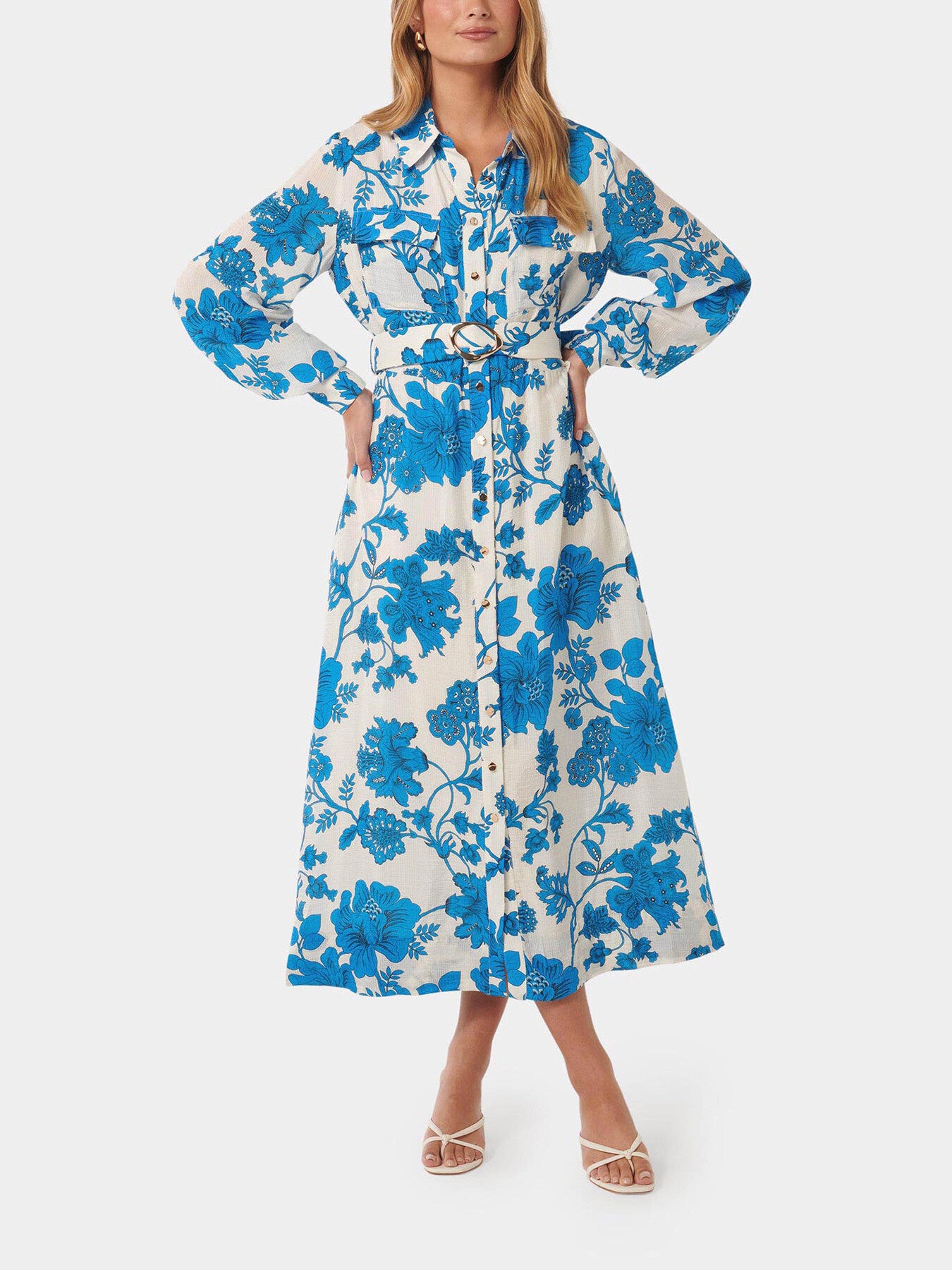 Janie Printed Midi Shirt Dress