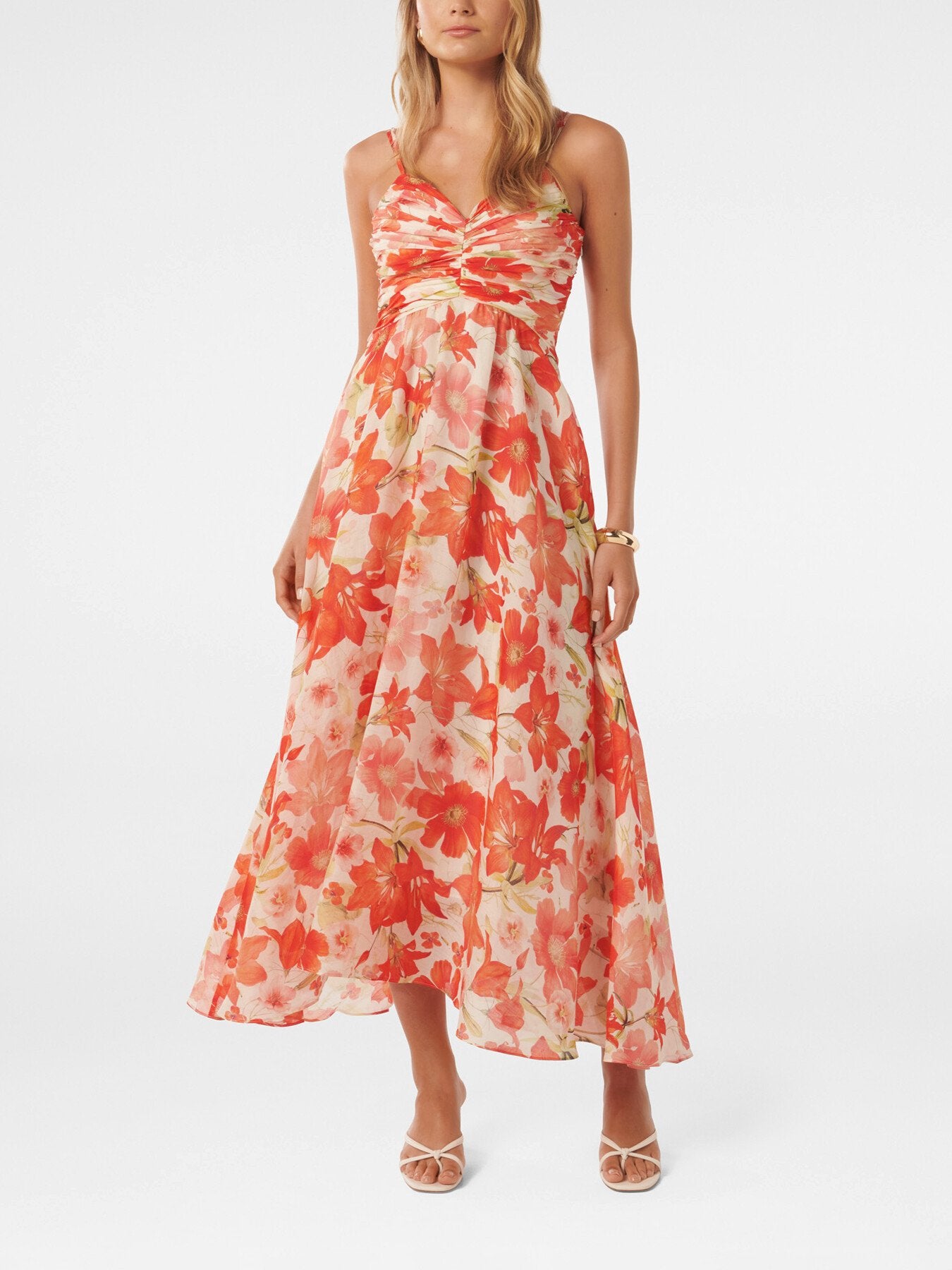 Jolie Strappy Ruched Bodice Maxi Dress