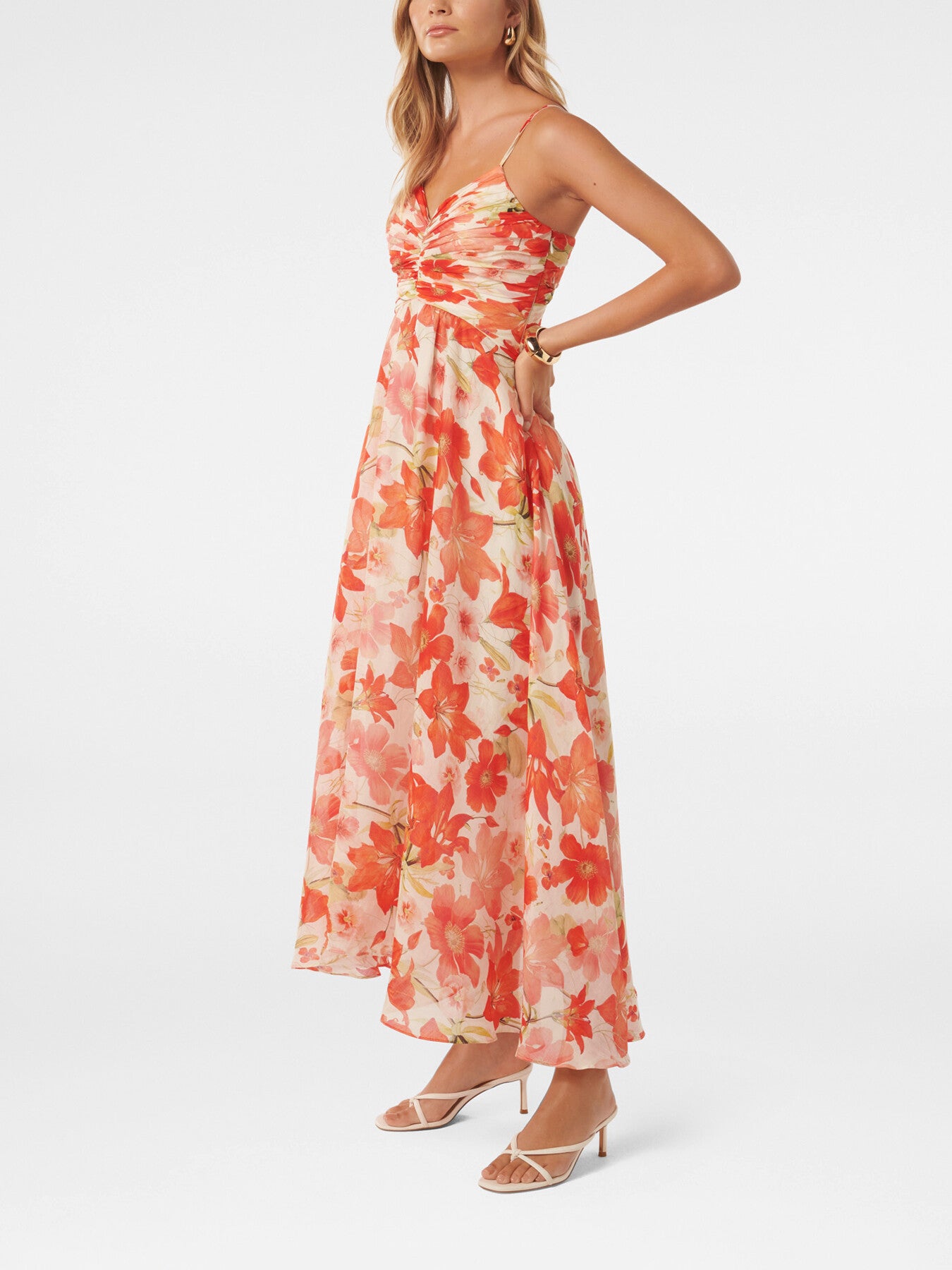 Jolie Strappy Ruched Bodice Maxi Dress