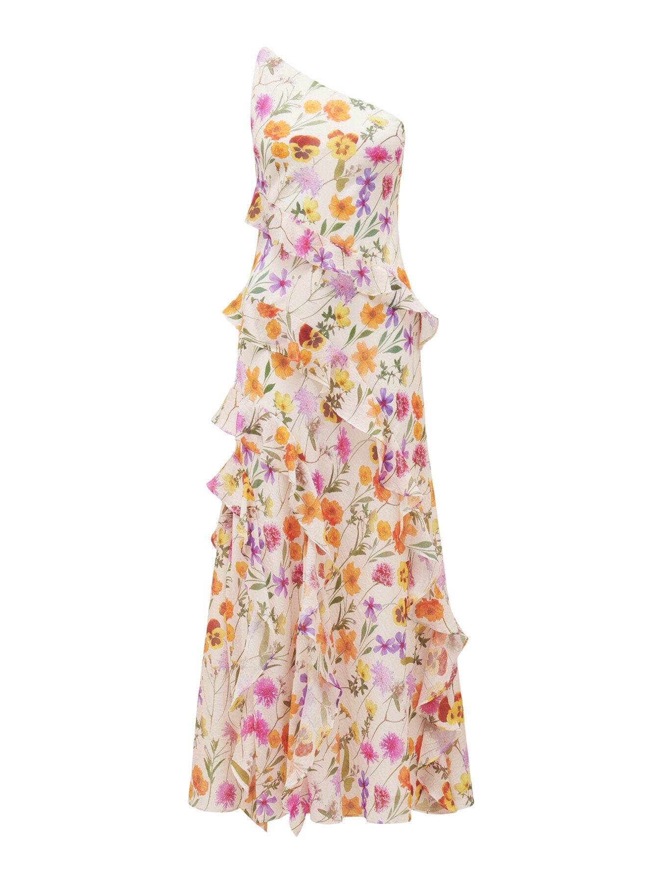 Belle One Shoulder Ruffle Gown