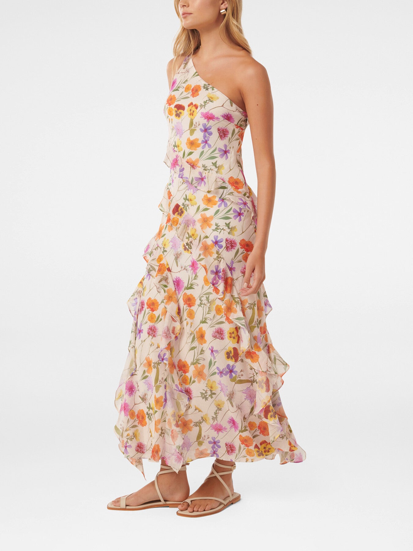 Belle One Shoulder Ruffle Gown