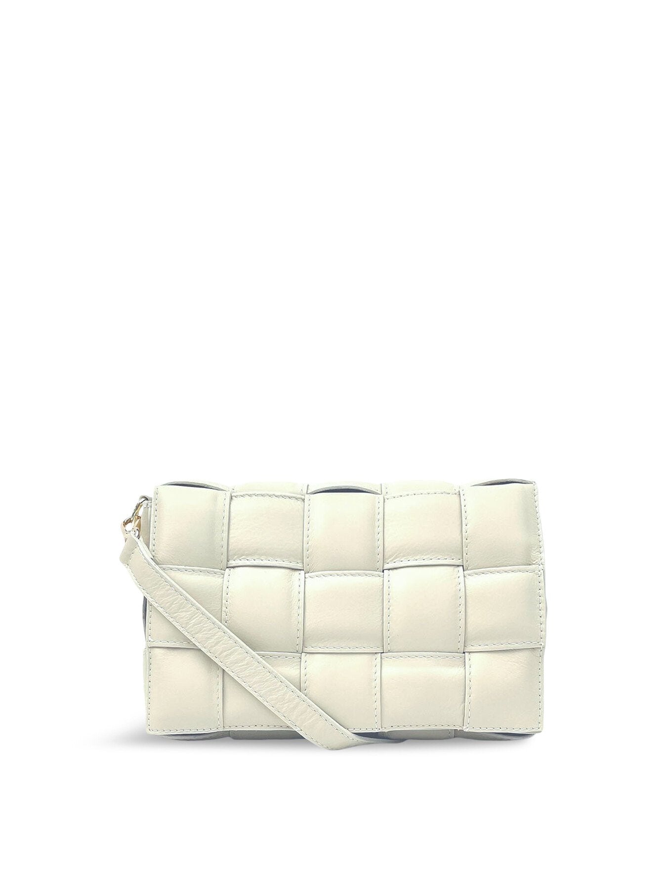 Padded Woven Leather Crossbody Bag