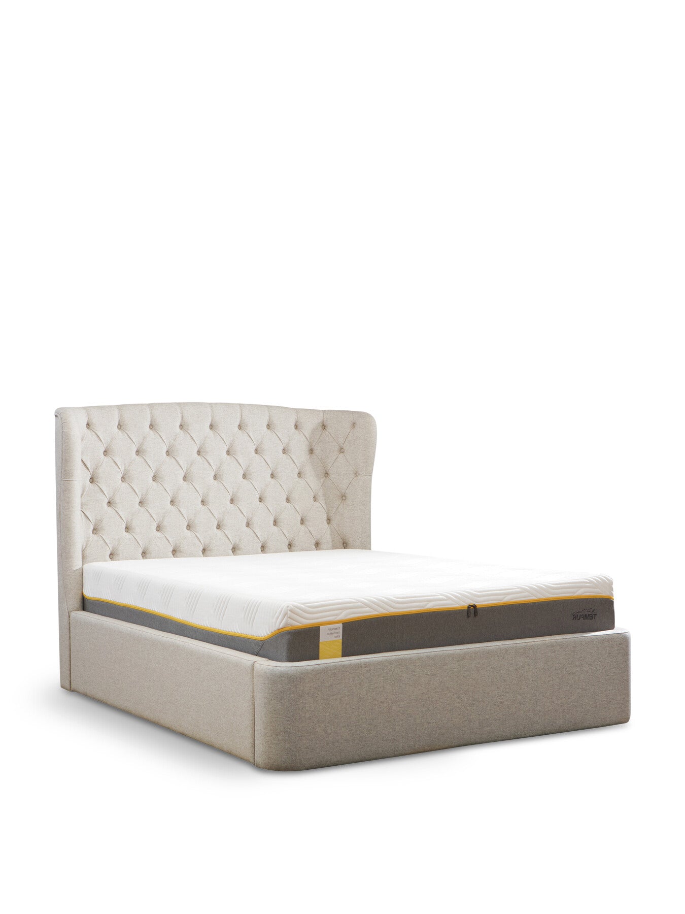 Holcot Beige Fabric King Ottoman Bed Frame