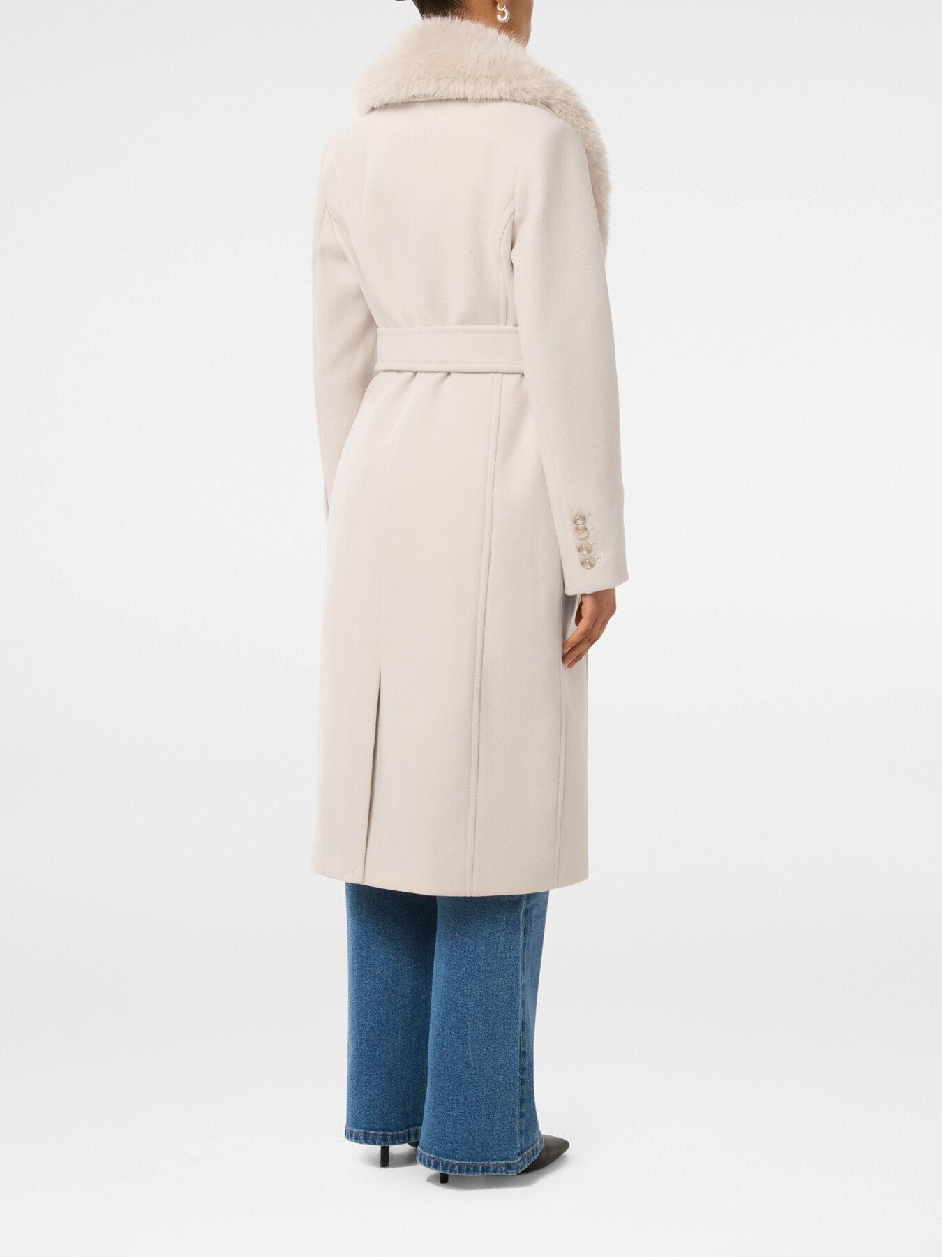 Monica Petite Faux Fur Collared Wrap Coat