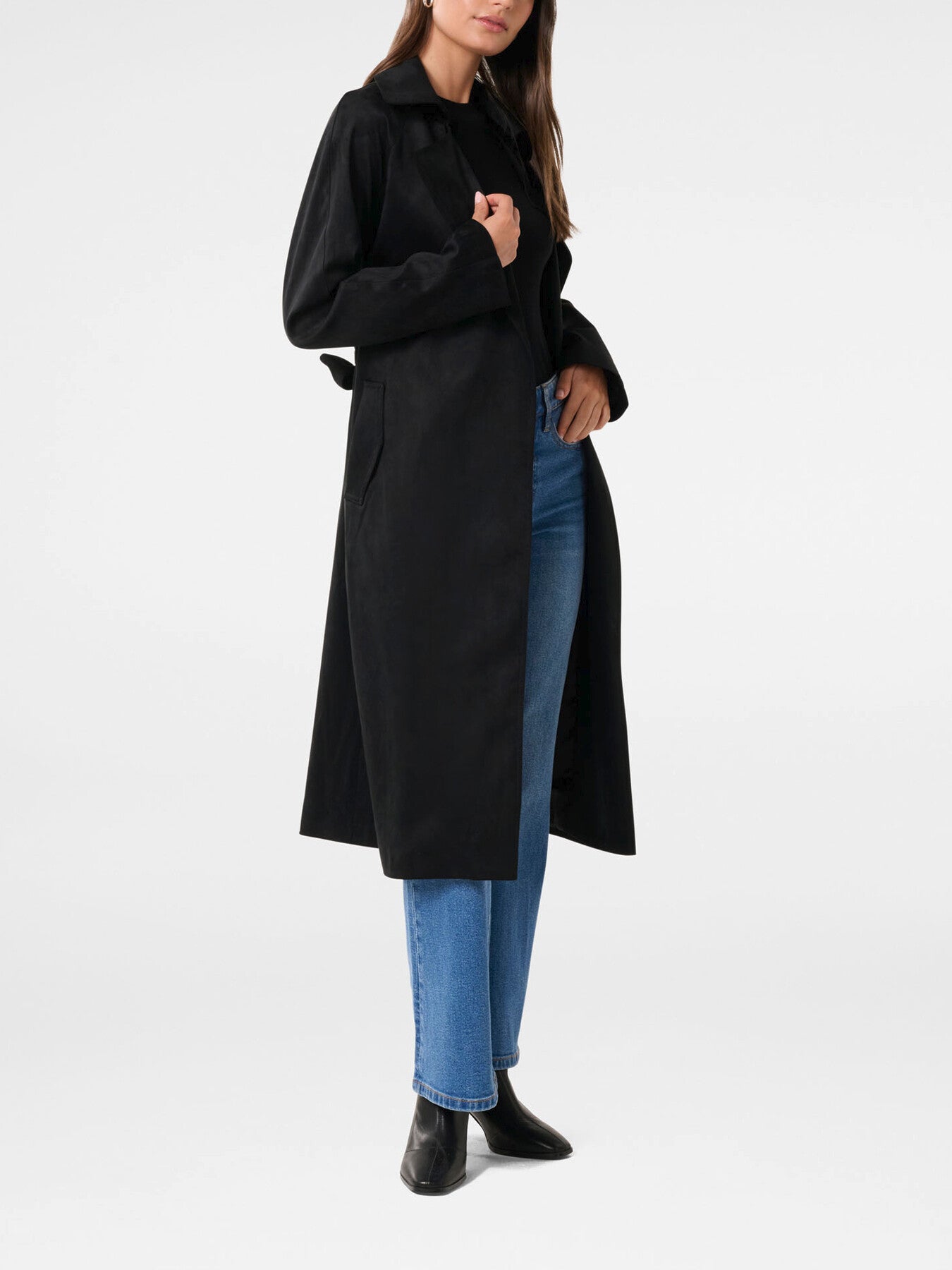 Cass Vegan Suede Trench Coat
