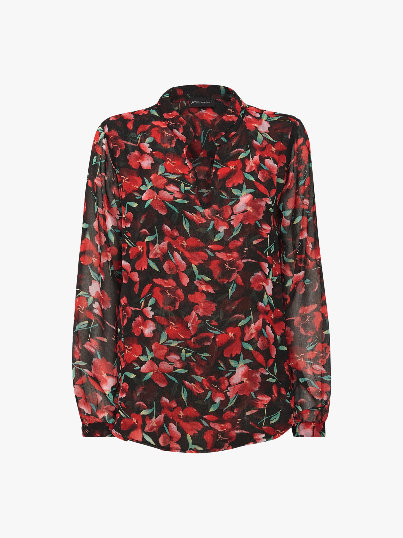 Flower Print Mandarin Collar Blouse