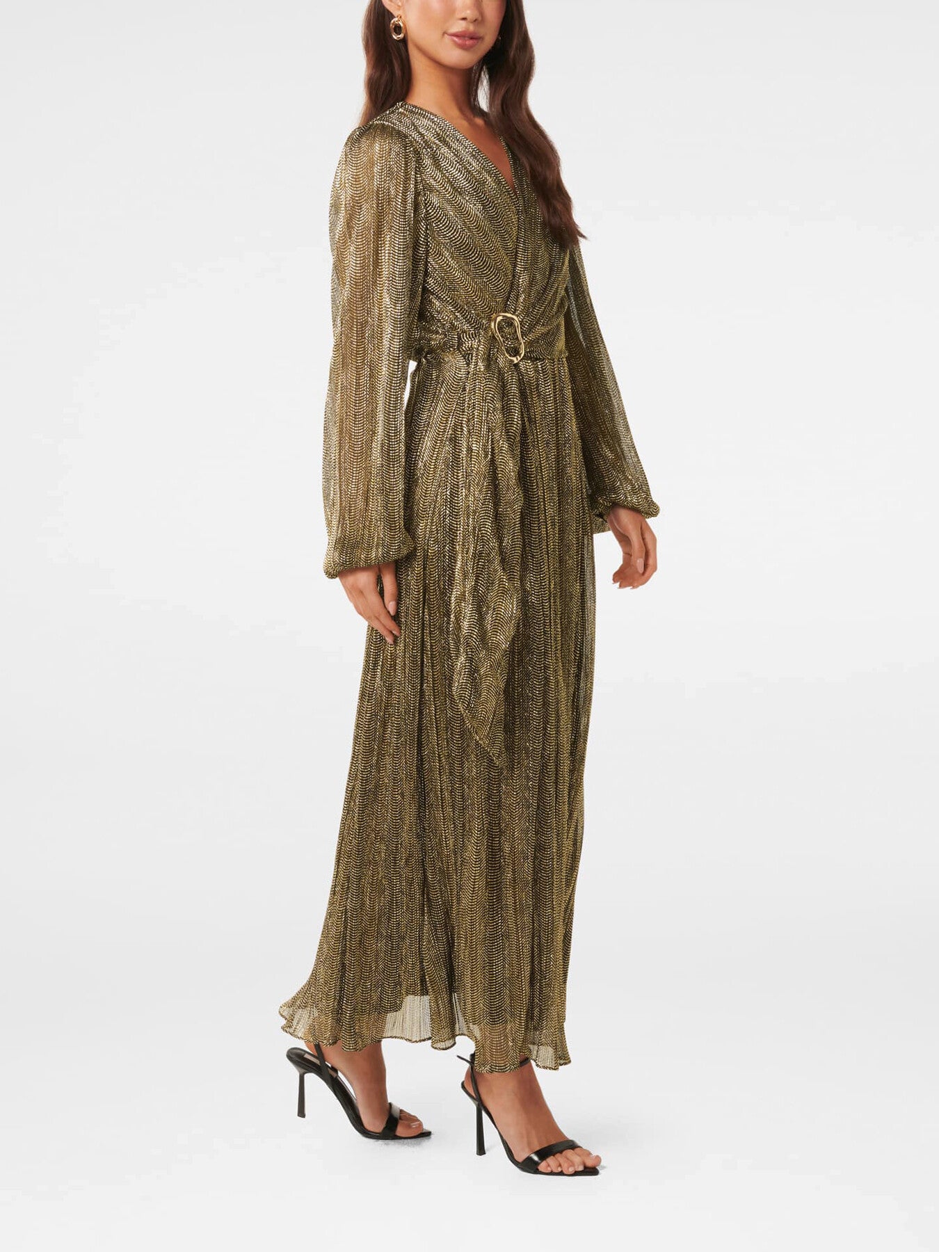 Tyler Plisse Belted Midi Dress