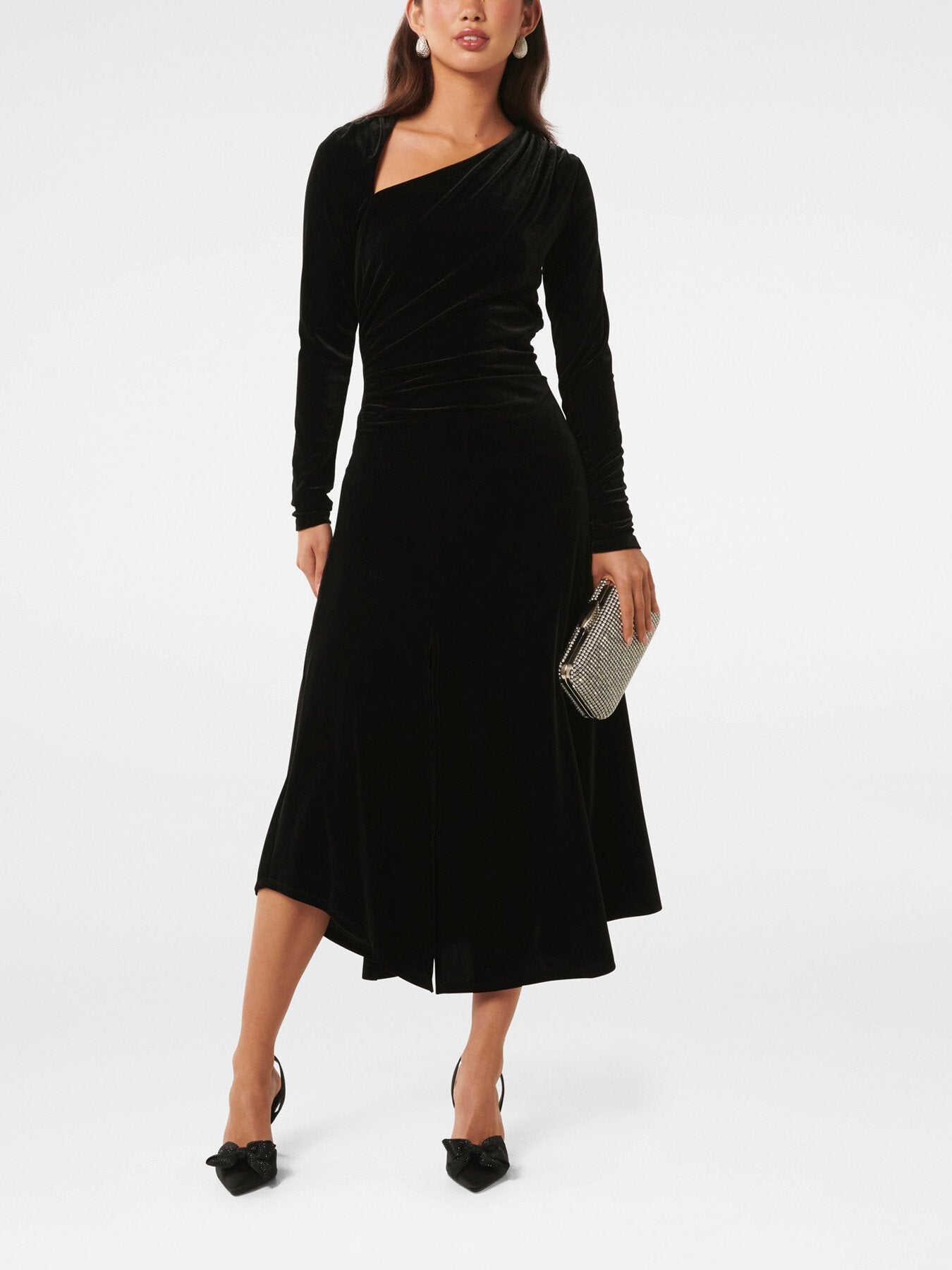 Sawyer Asymmetrical Velvet Drape Dress
