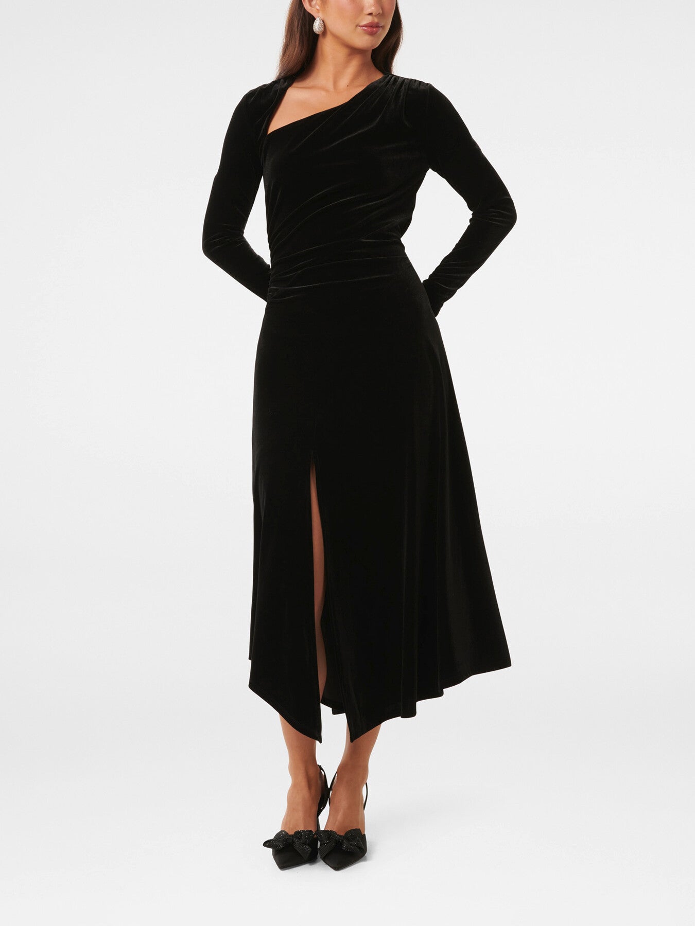 Sawyer Asymmetrical Velvet Drape Dress